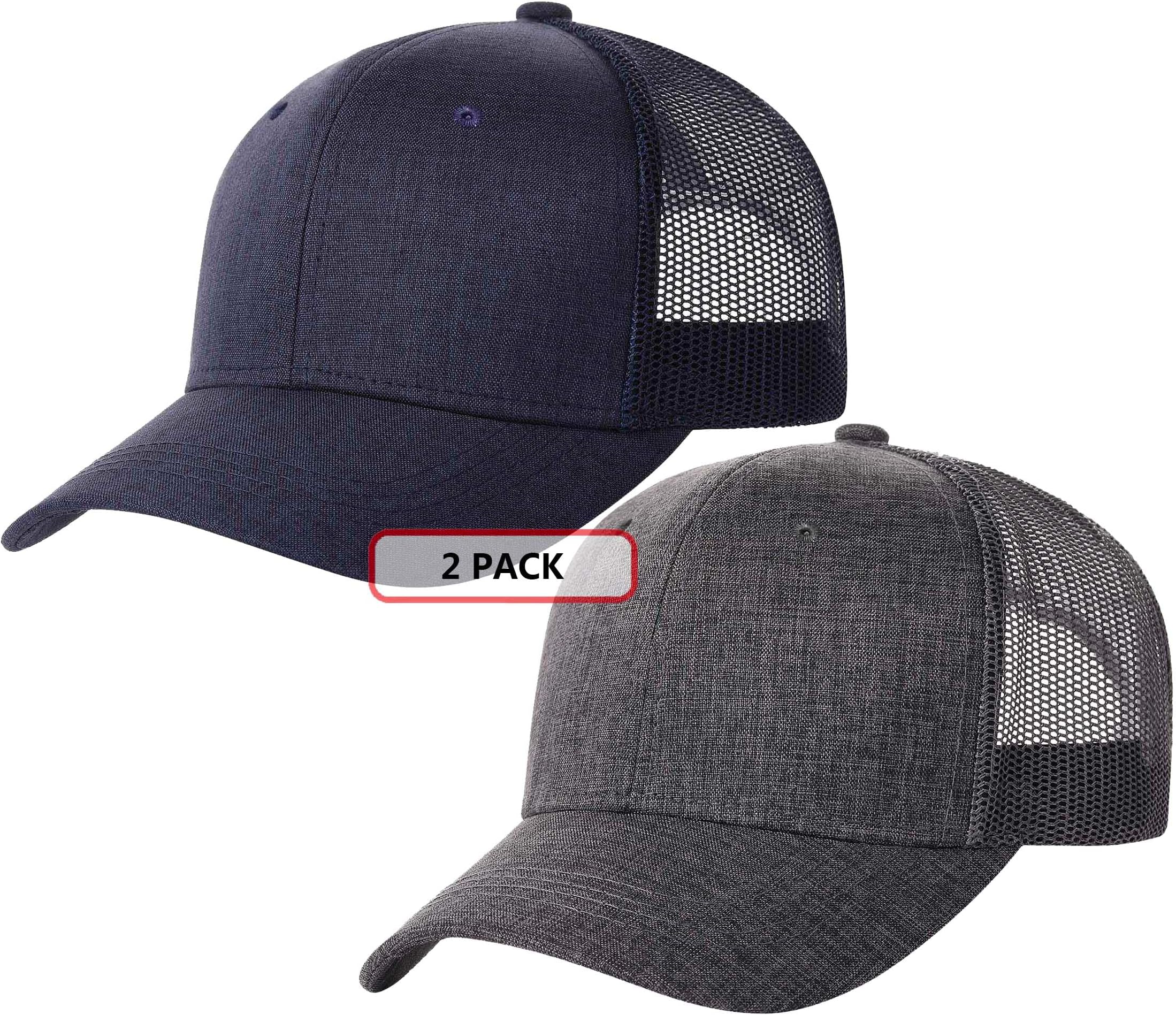2 Pack Snapback Trucker Baseball Hats Mesh Back Adjustable Blank Ball Caps for Men Women