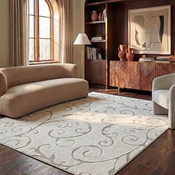 SAFAVIEH Florida Shag Rug 6'x9', Soft Plush Cream & Beige SG455-1113