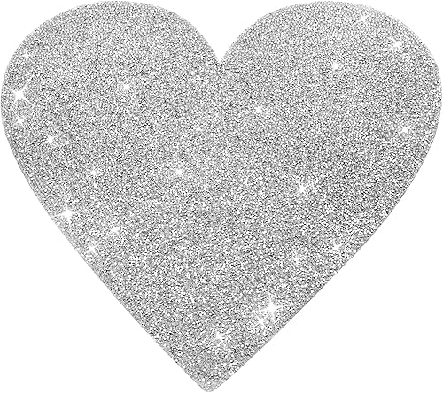 Cumouna Placemat, Silver Heart Rhinestones 15 Inches Table Mat Decoration Placem