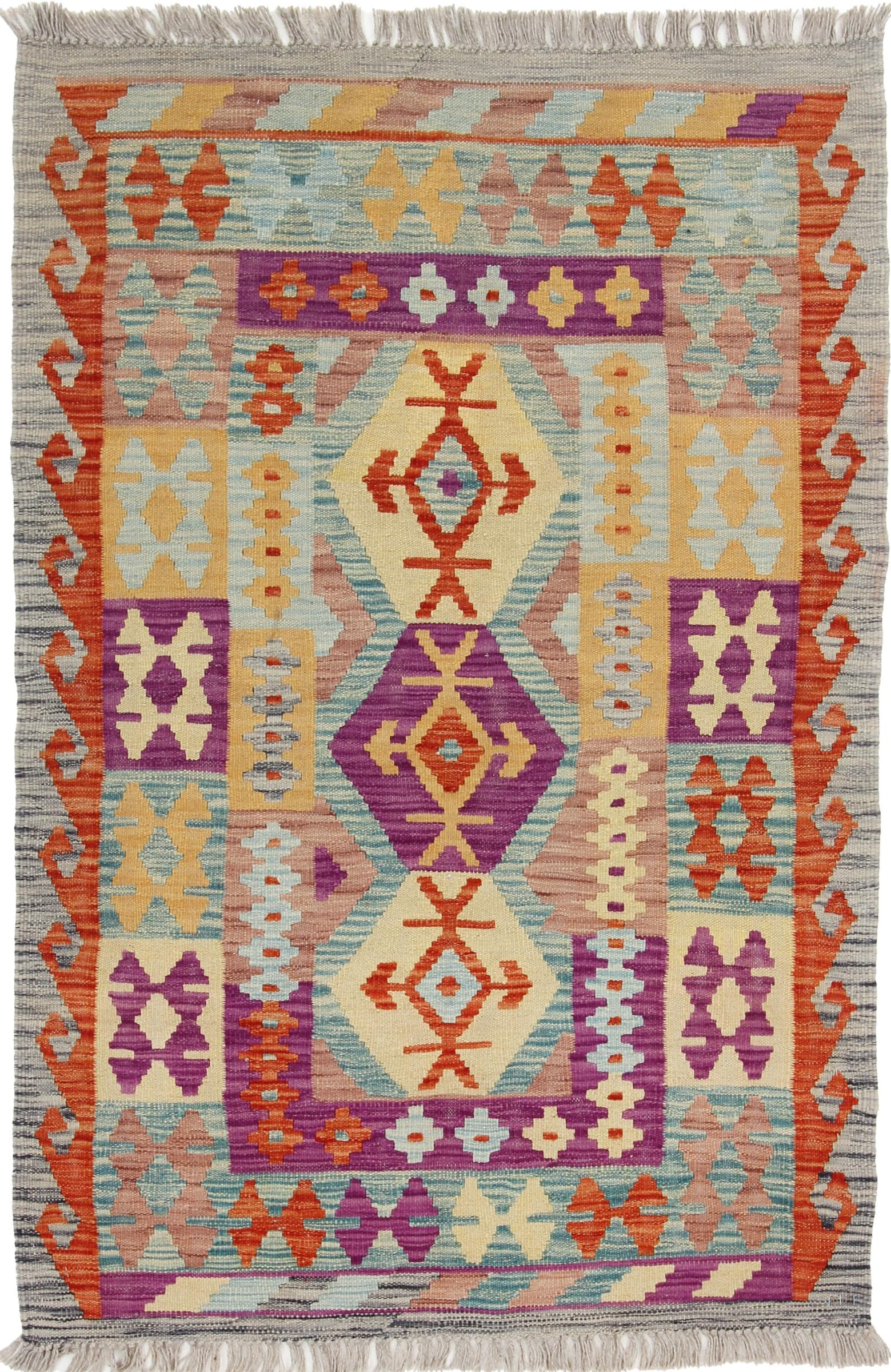Tapis Kilim Afghan en laine isolant et résistant pour entrée et salon