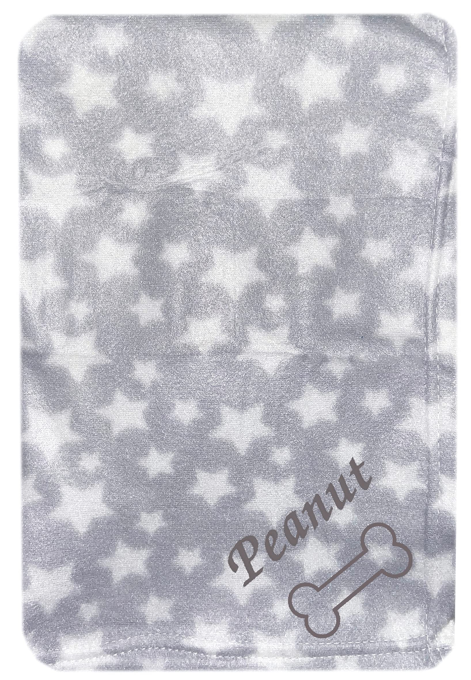 Jjlc Grey Star - Bone Personalised Pet Dog Puppy Blanket Cat Kitten Bed Fleece (Grey Star - Bone)