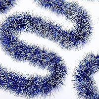 Vista 1 de Guirnalda de Oropel de Navidad de 50 Pies, Guirnalda Metálica Trenzada con Punta de Escarcha y Purpurina, Decoraciones de Árbol de Navidad, Corona