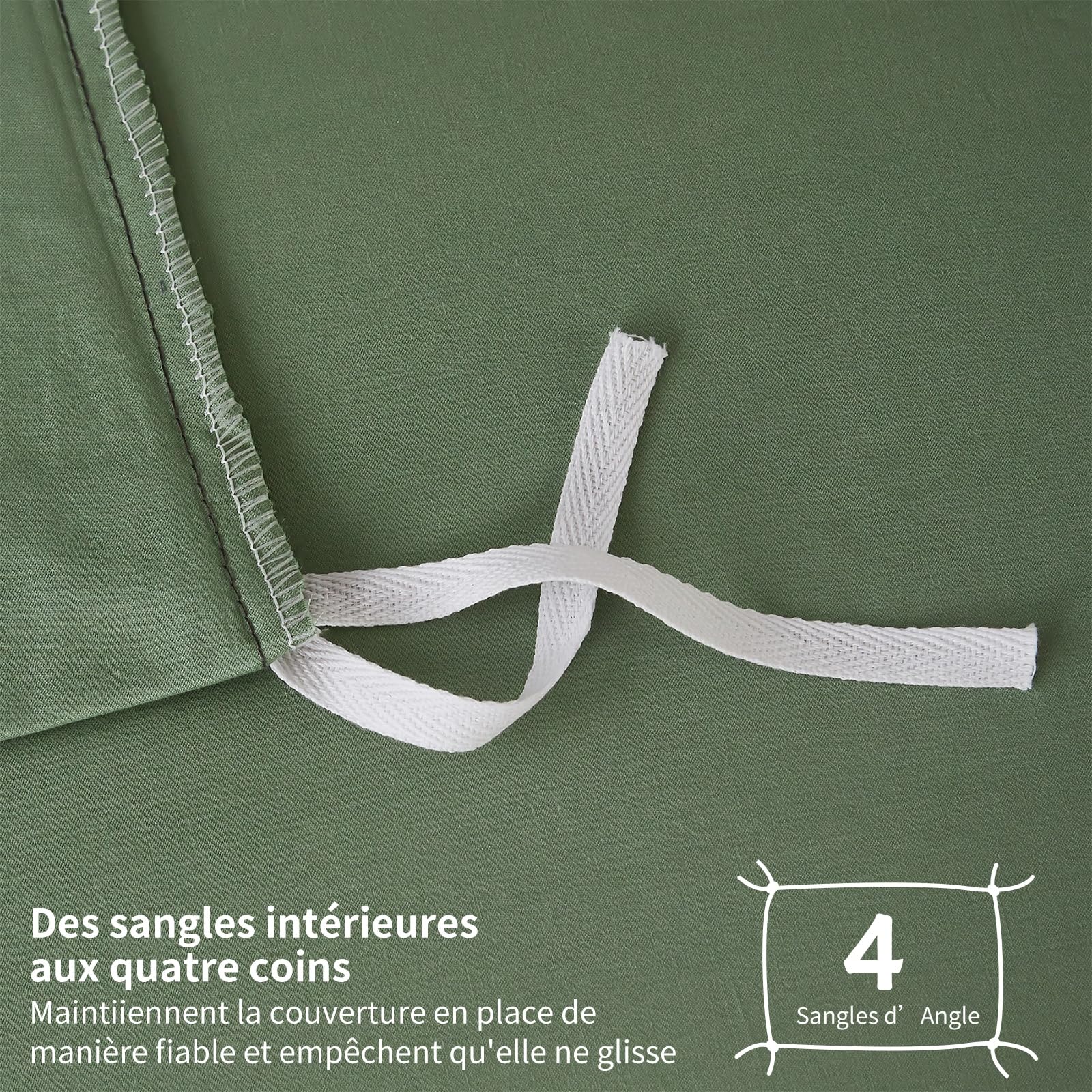 Copripiumino in raso di cotone 240 x 260 verde, 100% cotone, raso, set da letto morbido e setoso traspirante Lyocell seta biancheria da letto matrimoniale con cerniera e cuscino, federe 65 x