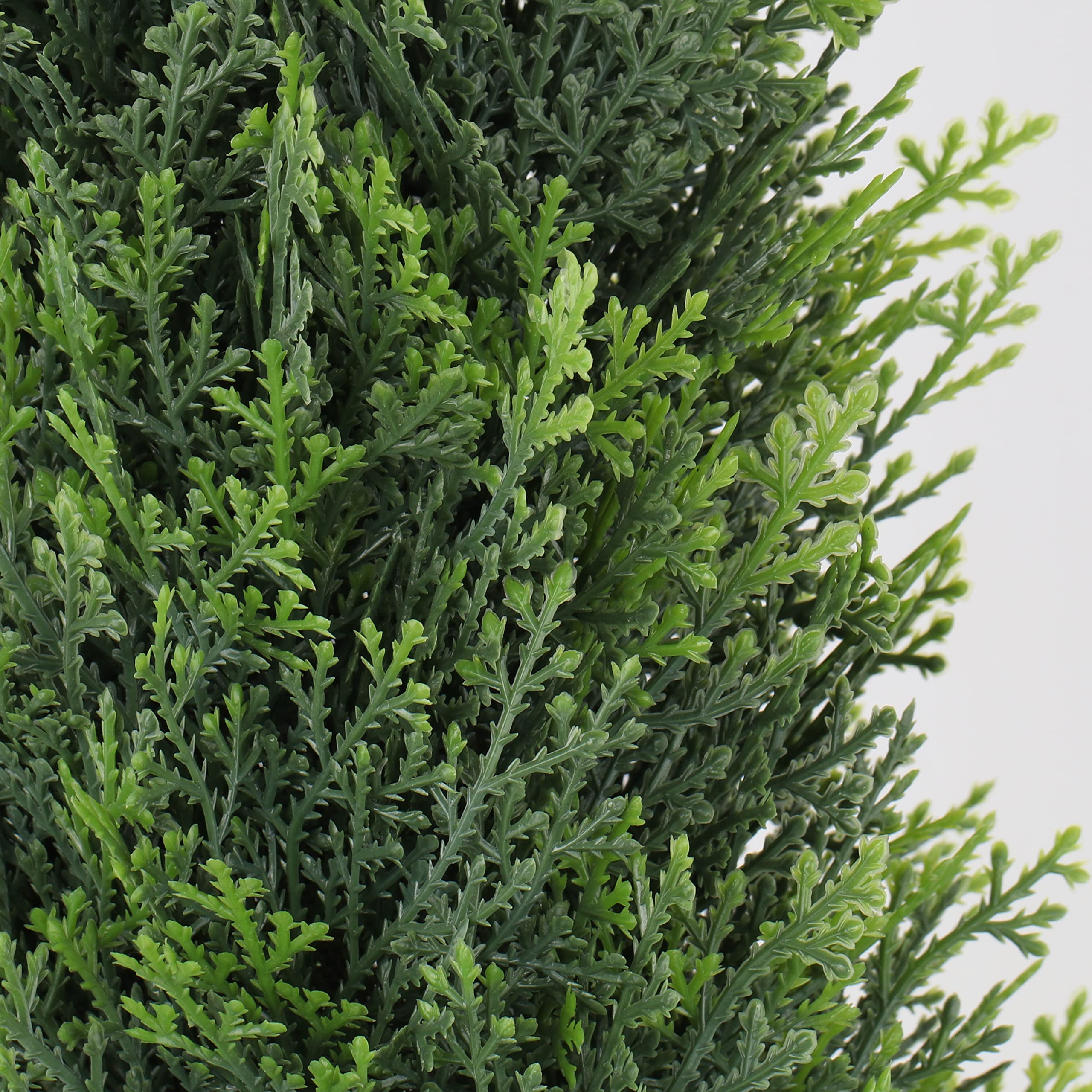 Horjamy 3 Foot Artificial Cedar Topiary Trees in Plastic Pot for Indoor and Outdoor Porch DÃ©cor Uv Rated Potted Plants for Home Decorations (2 Pack)