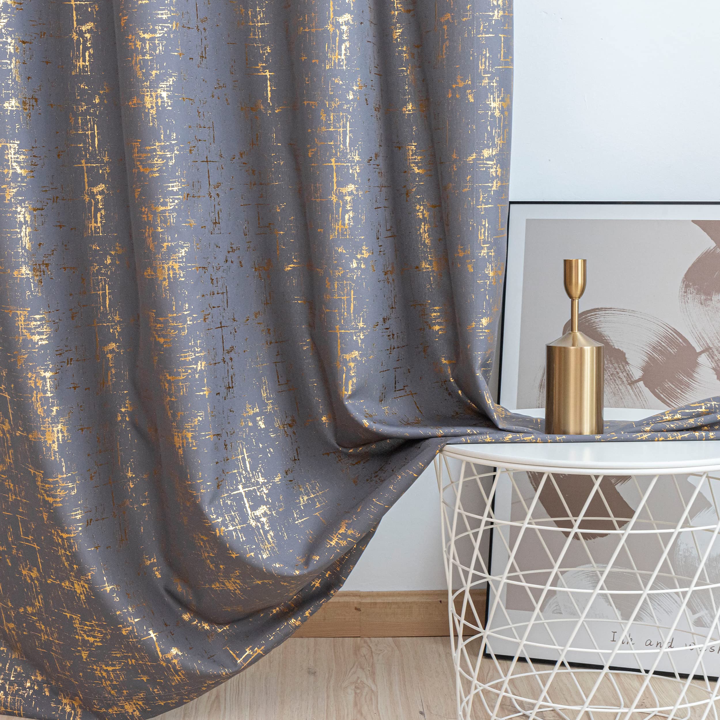 Taisier Home 16, Soft Grey/Gold, W 52" x L 84" (2 Panels) - Image 4