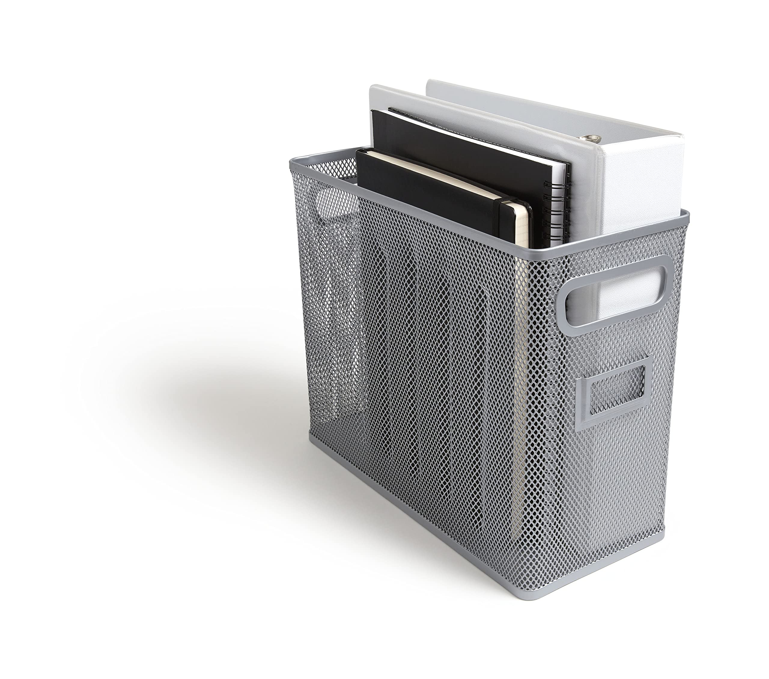 TRU RED Wire Mesh File Organizer, Silver, angled view