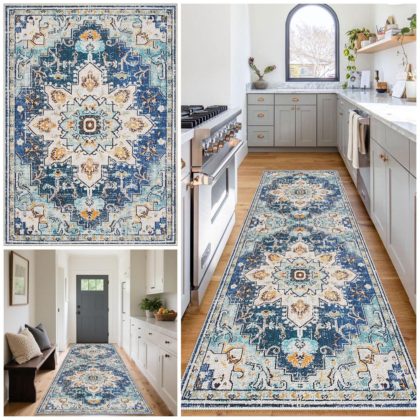 Carpet Runners for Hallways Non Slip Machine Washable Kitchen Runner Long Carpet Runner Absorbent Carpet Floor Mat Rug Hallway Hall Runner Narrow Rugs Area Rug Runner Rug for Hallway 80 x 250 cm