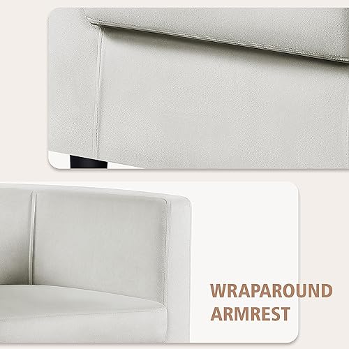 Miniatura 35 de Yaheetech Silla decorativa, modernos sillones de terciopelo con amplio asiento grande, acogedora silla tapizada de barril para sala de estar,