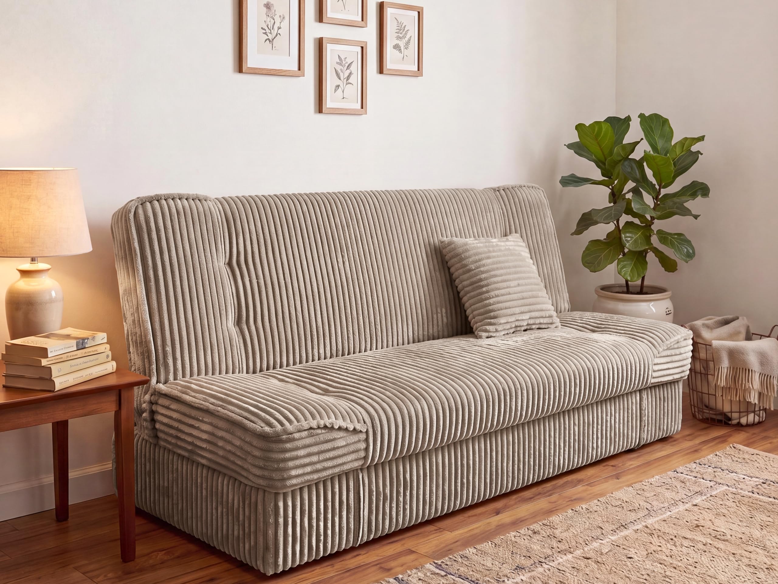 BROMARKT Sofa mit Schlaffunktion Beige Klappsofa 115x190 Cord ZALIA