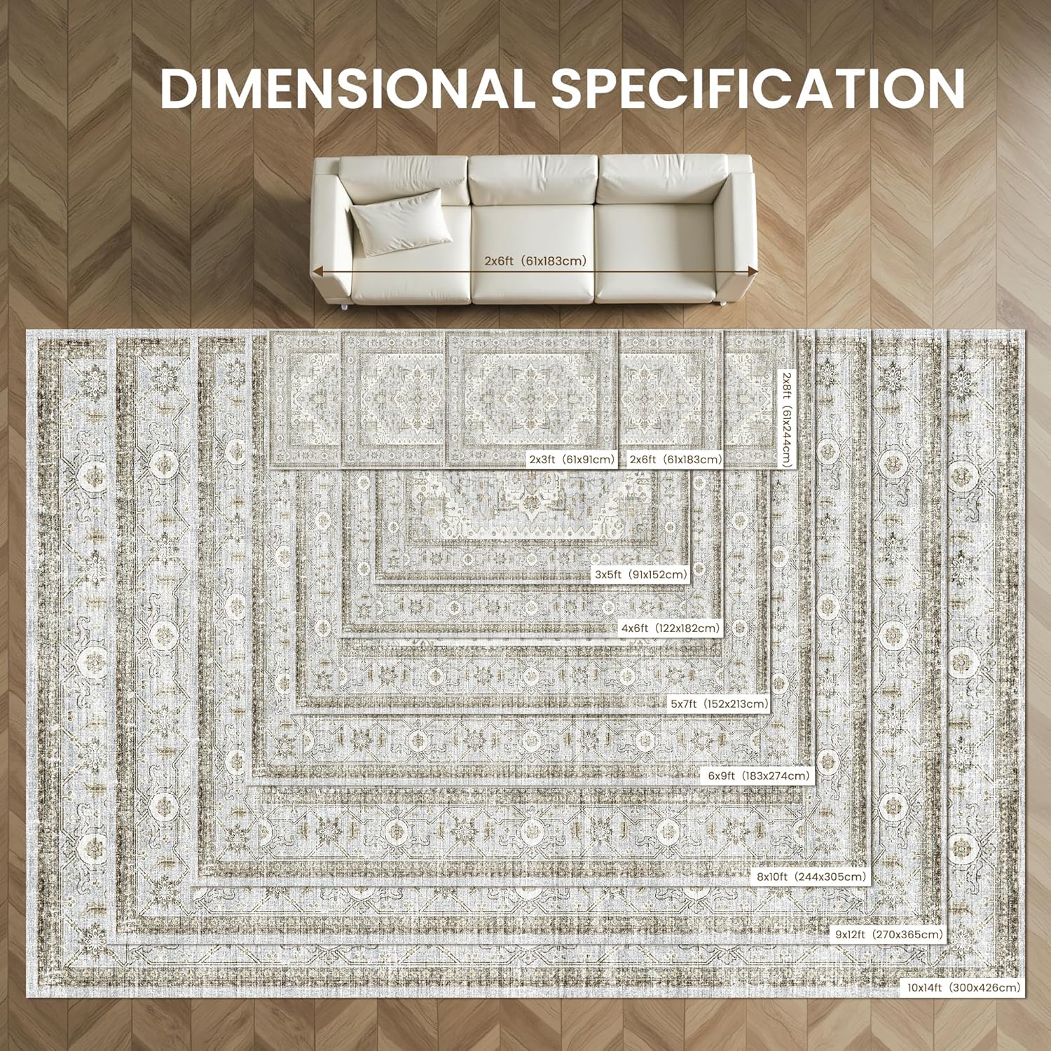 area rugs for living room - 6x9, boho non-slip low pile carpet machine washable rugs for bedroom, farmhouse, office, dining room (light blue?beige) blue 6' x 9' (rectangular)