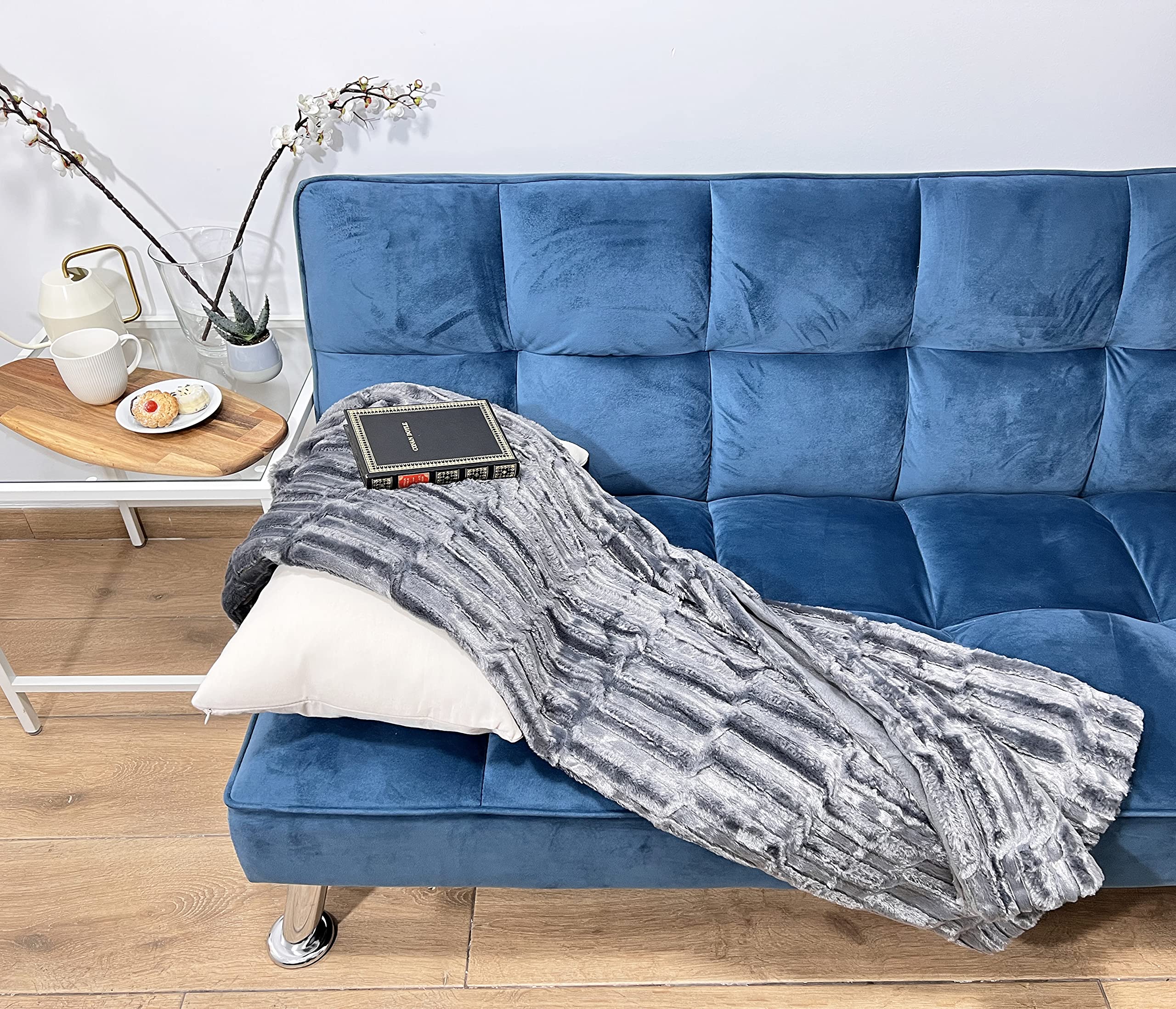 Wajade Manta De Forro Polar Sherpa Mullida De Piel Sintética Color Marfil, Manta Grande Súper Suave Y Cálida Para Cama, Sofá O Coche, 130 X 160 Cm