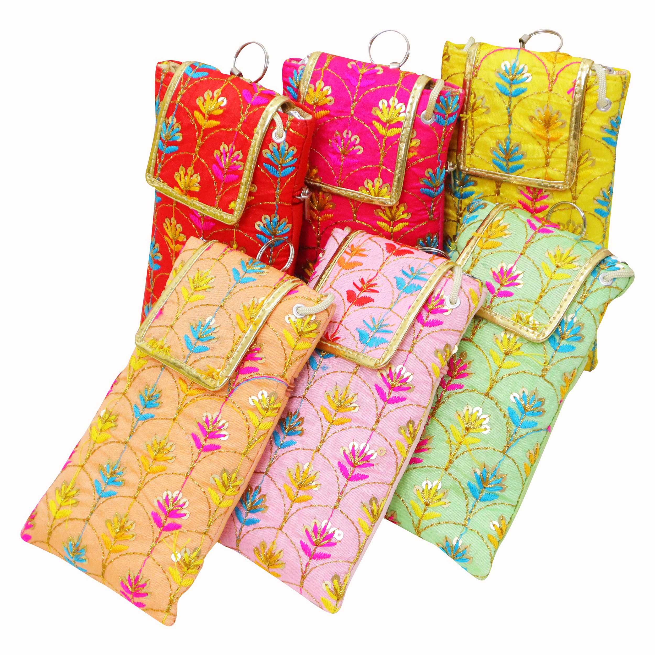 Trendifly Traditional Flower Tikki Embroidery sling mobile bag pouch for women girls wholesale wedding return gift potli cover with saree hook waist clip kitty party (4) (B0CRDXC9LT) Amazon Price History, Amazon Price Tracker