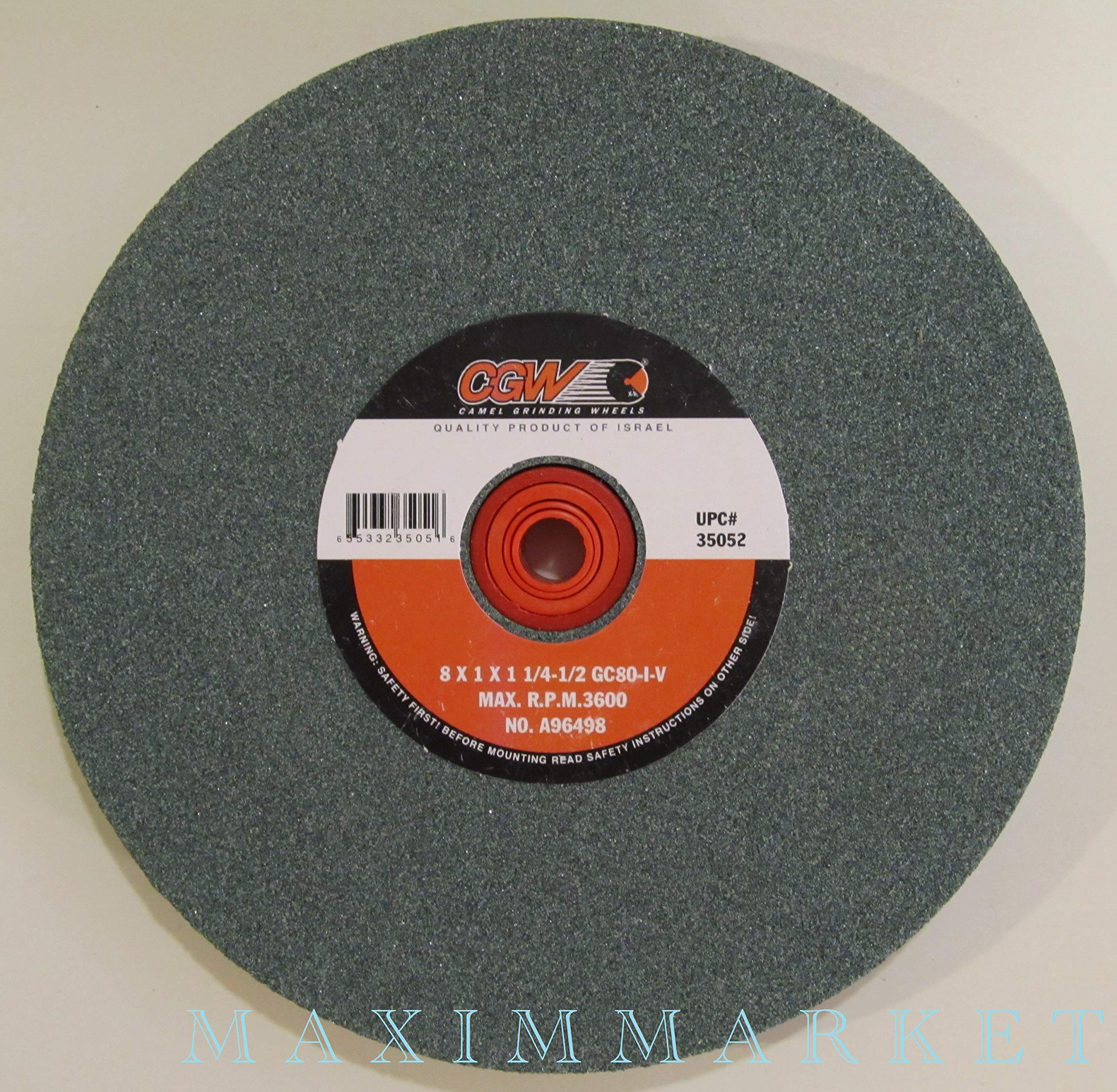 CGW 8 x 1 x 1-1/4 T1 GC80-I-V Bench Wheel Green Silicon Carbide One Wheel Per Lot