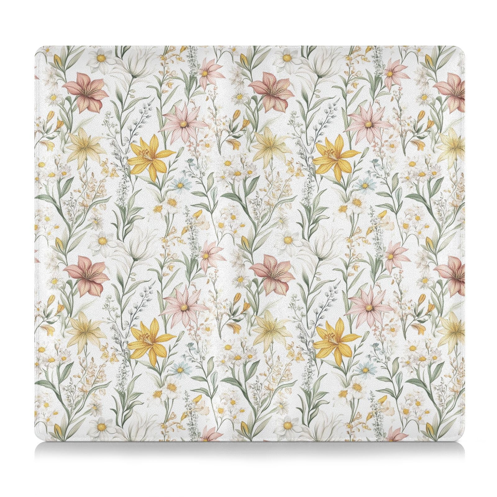 GuoChe Leather Car Registration and Insurance Holder Men Women Wallet Accessories Case for Documents, Cards, License Cute Spring Flowers Rustic White