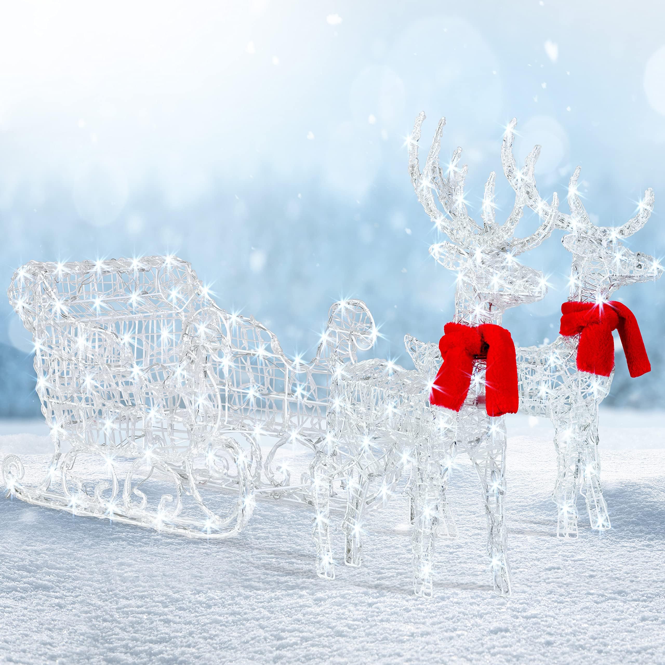 LED Rentier Familie Beleuchtet - Weihnachtsdeko Für Garten & Terrasse In 3 Größen