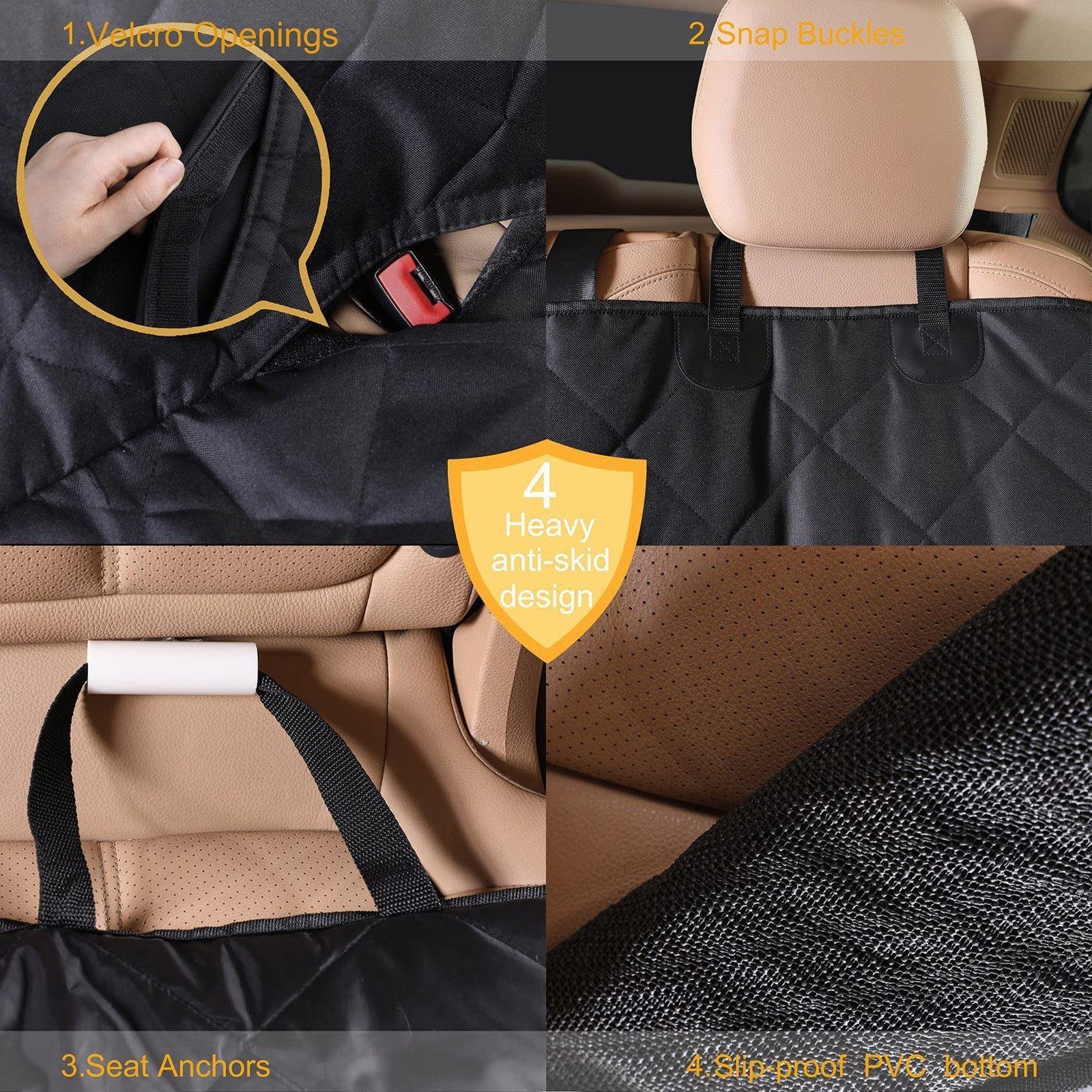 CALIYO Hundedecke Auto Rückbank(143.5×134CM), Autoschondecke Hund Rücksitz mit Seitenschutz und Sichtfenster, Wasserdicht & Kratzfest - Universal hundematte Auto (Schwarz)