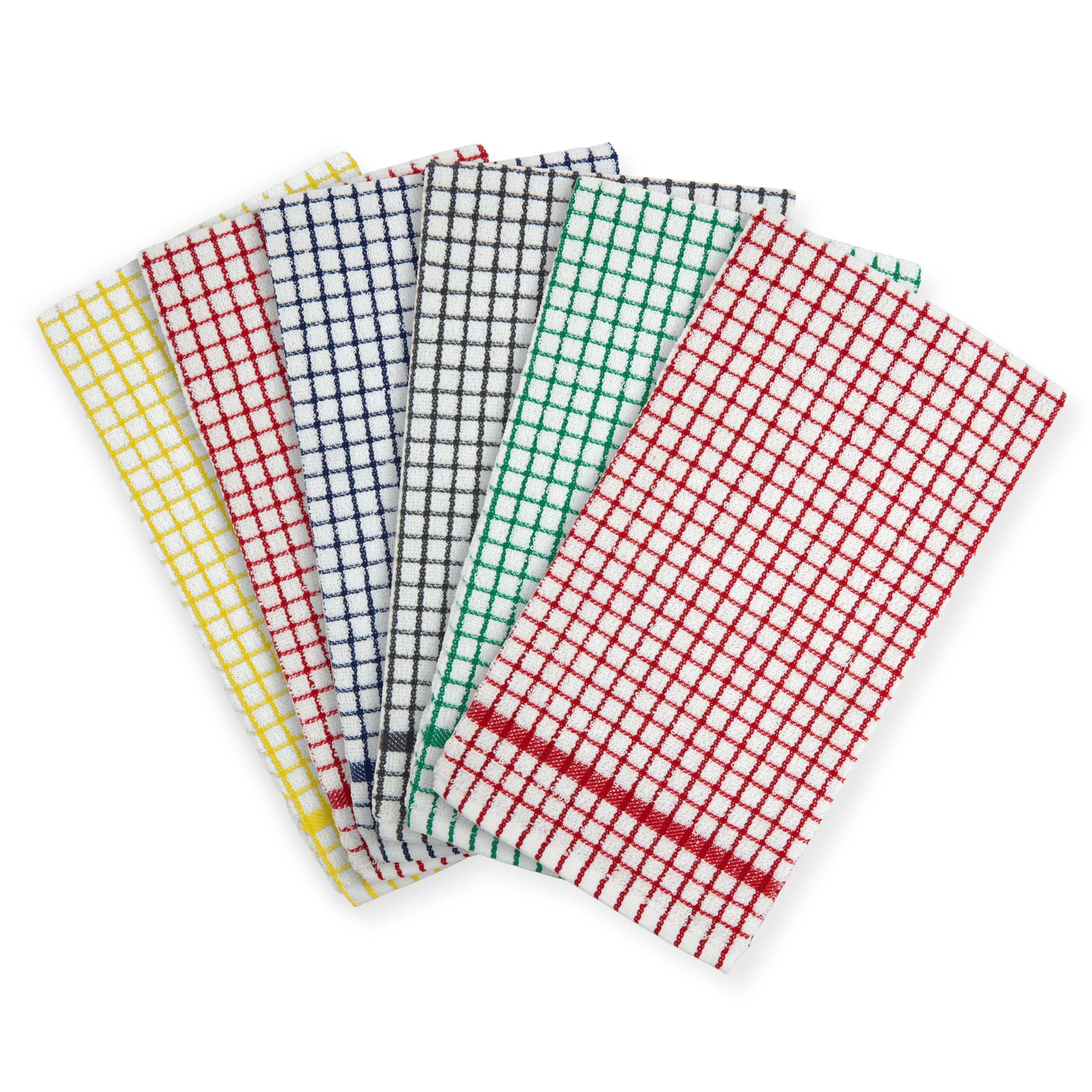 Emma Barclay Tea Towels for Kitchen Packs of 12 100% Cotton Terry Tea Towels Multicoloured Kitchen Home Household Essentials Dish Towels Kitchen Cloths Superdry Check Design 12 Pack