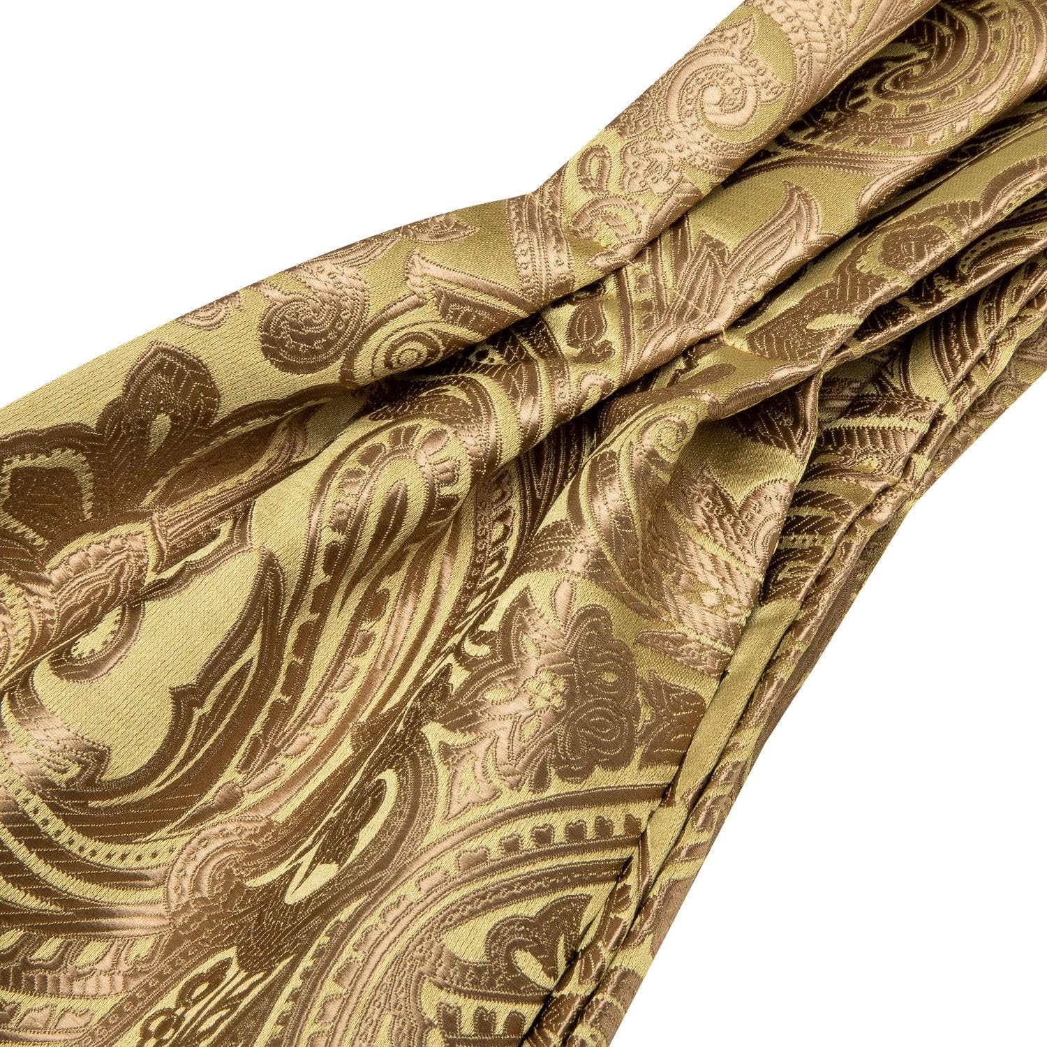 Barry.Wang Men Ascot Cravat Tie with Pocket Square Cufflinks Tie Set Paisley Jacquard Silk Woven Floral Necktie - Image 5