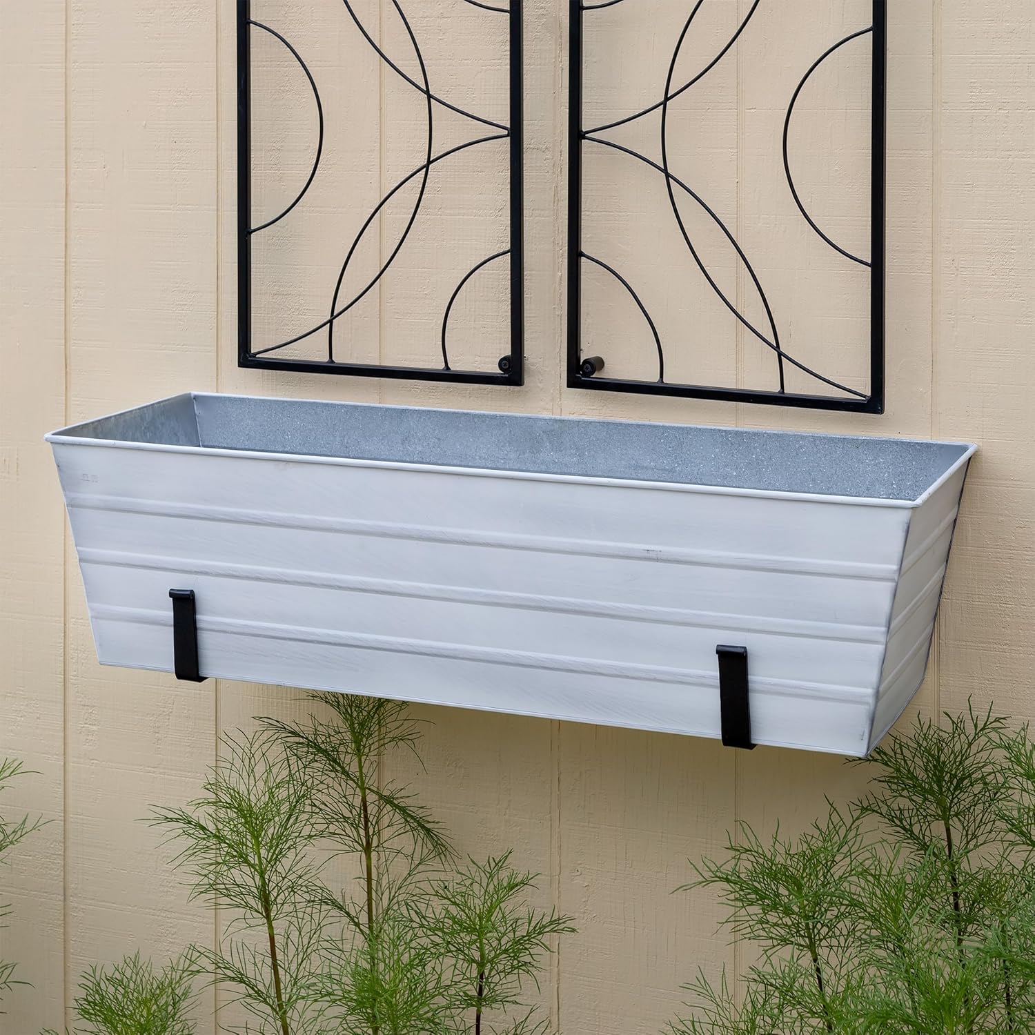 Achla Designs Large White Flower Box with Wall Brackets