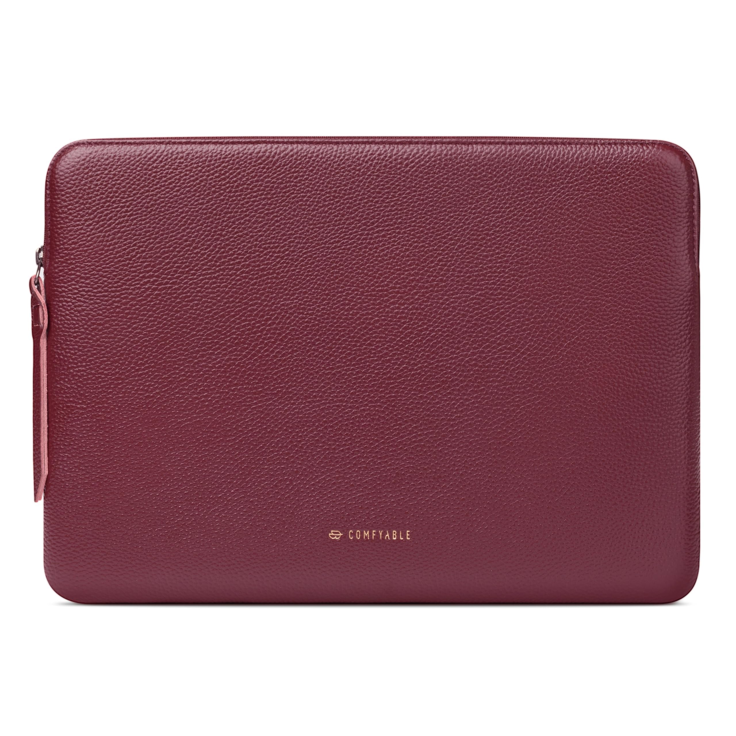 Comfyable Custodia per computer portatile in vera pelle, compatibile con MacBook Air M5 da 33 cm e MacBook Pro M5 Pro/Max 2026 da 13 pollici 14 pollici, custodia imbottita impermeabile per computer