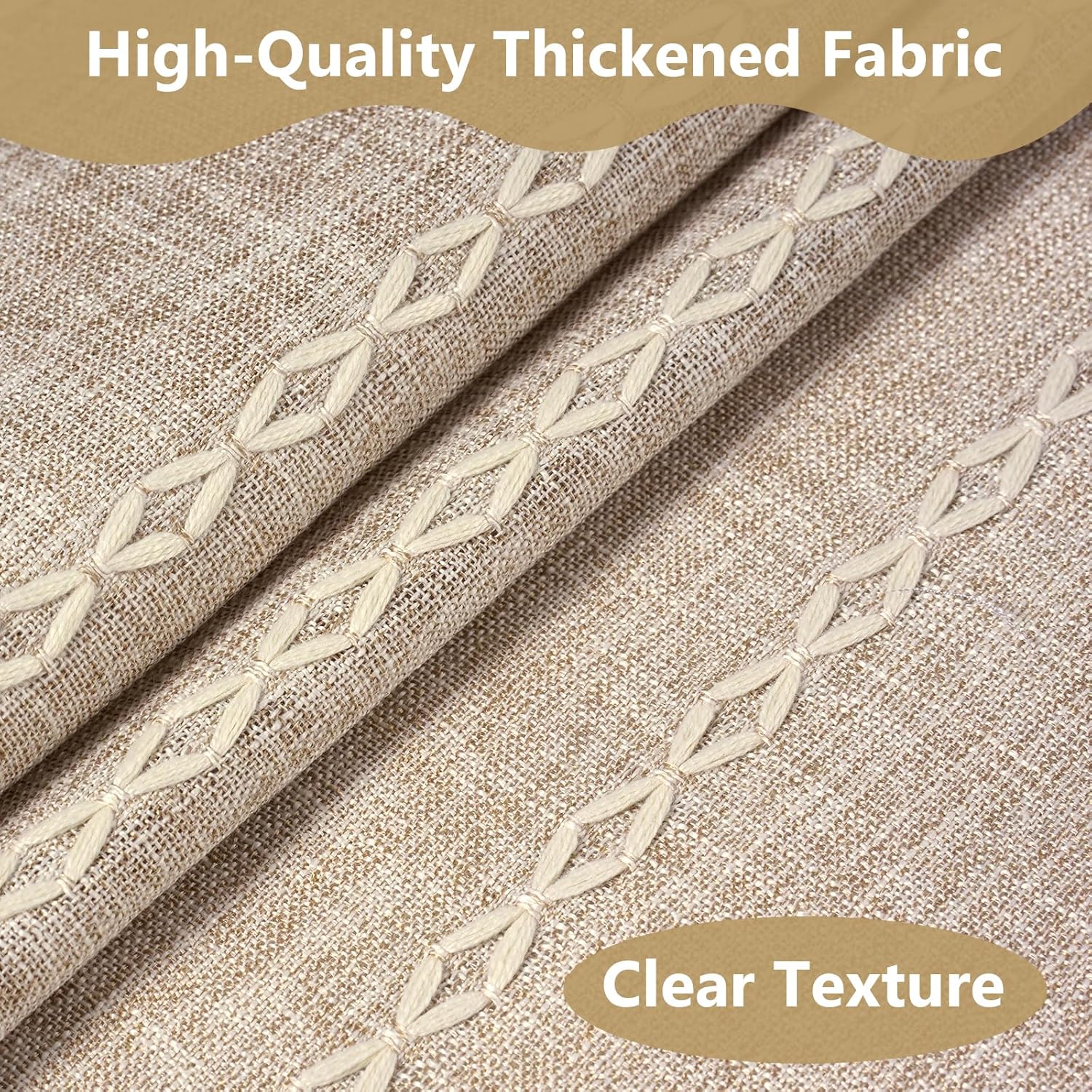 VANZAVANZU 3 in 1 Shower Curtain Set, Polyester and Linen Stripes Shower Curtain and Liner Set with 12 Double Sided Shower Curtain Hooks, 330GSM Luxury Weighted Cloth Shower Curtains for Bathroom