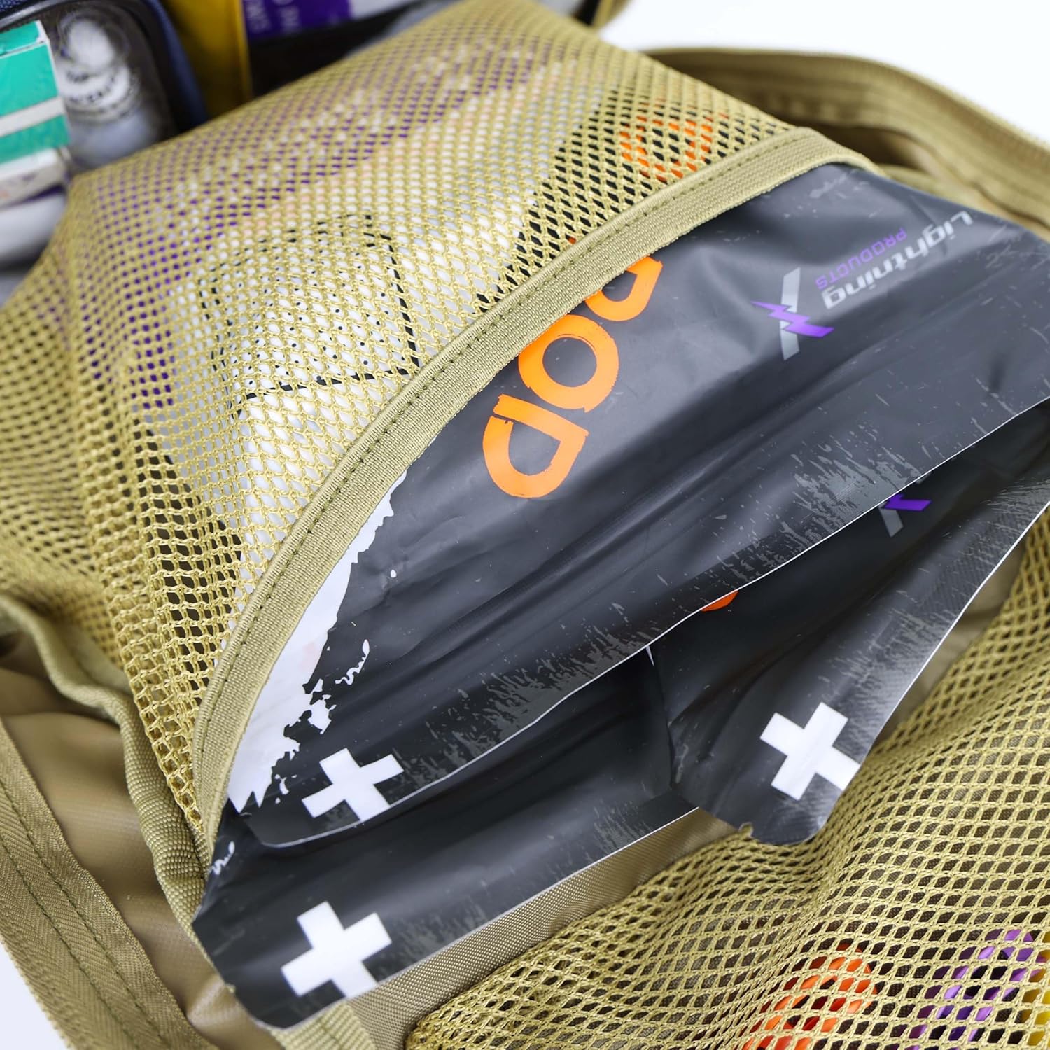 Lightning X Stocked Modular Trauma & Bleeding First Aid Responder Medical Backpack + Kit (Tan w/Hydration Bladder)