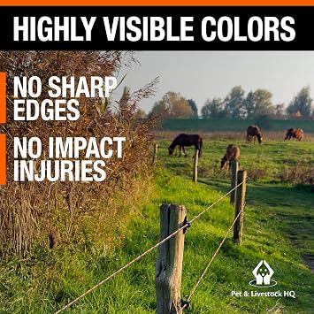 Electric Fence Polybraid 1000ft Thickness 1/4 - Premium Heavy Duty Braided Polyrope - High Visible Rope Fencing for Horse, Cattle, Livestock - 6 Wire Conductors: 2X Cooper and 4X Stainless Steel