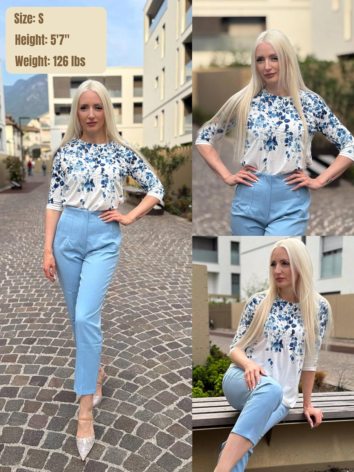 Zeagoo 3/4 Length Sleeve Womens Tops Crew Neck Loose Fit Shirts Pleated Cute Clothes Dressy Casual 2026 Summer Tunics - Image 5