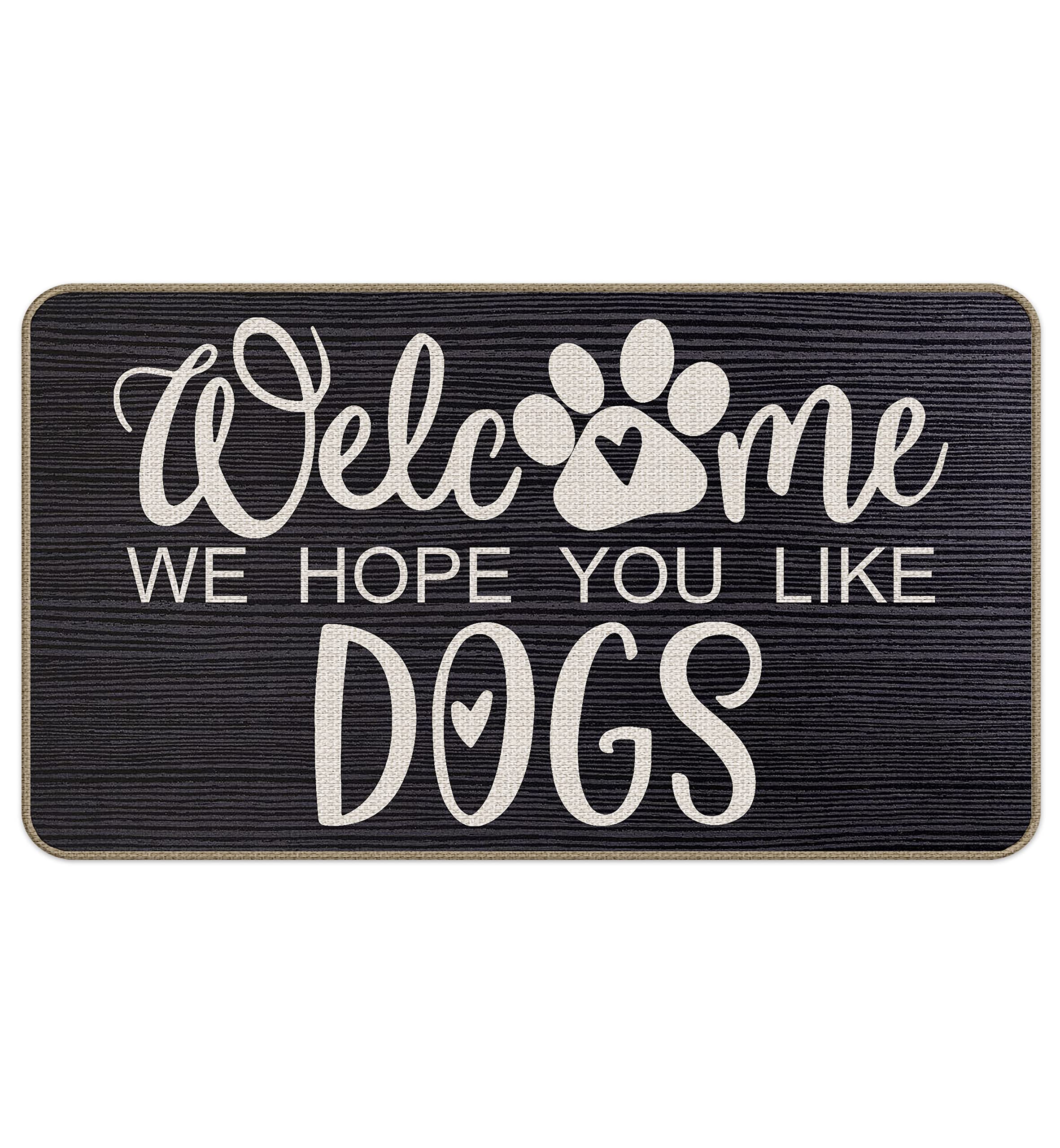 ZNGFON Welcome We Hope You Like Dogs Decorative Indoor Outdoor Doormat, Pet Lover Gift, Housewarming Gift, Dog Paws Doormat, Funny Welcome Mat for