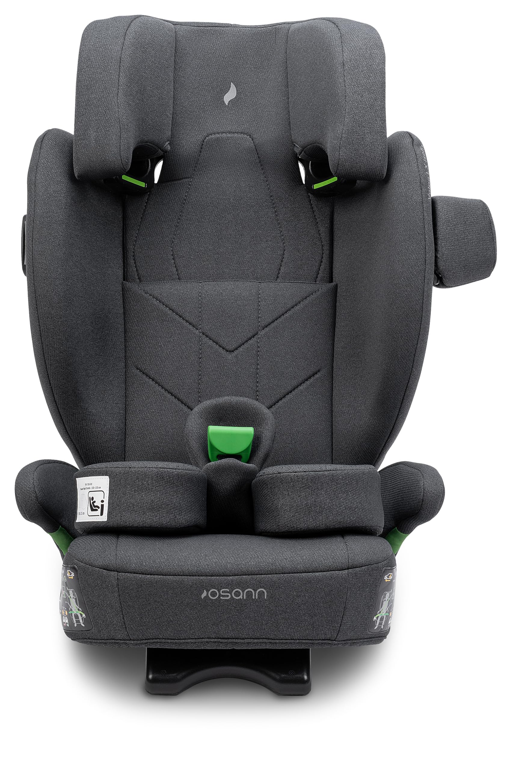 Osann Volpo LX Isofix Kindersitz, 100-150 cm - Dark Grey Melange | Sitzerhöhung mit Rückenlehne ab 3 Jahre, zusätzliches Erhöhungskissen, Kindersitz 15-36 kg, mitwachsender Kinderautositz