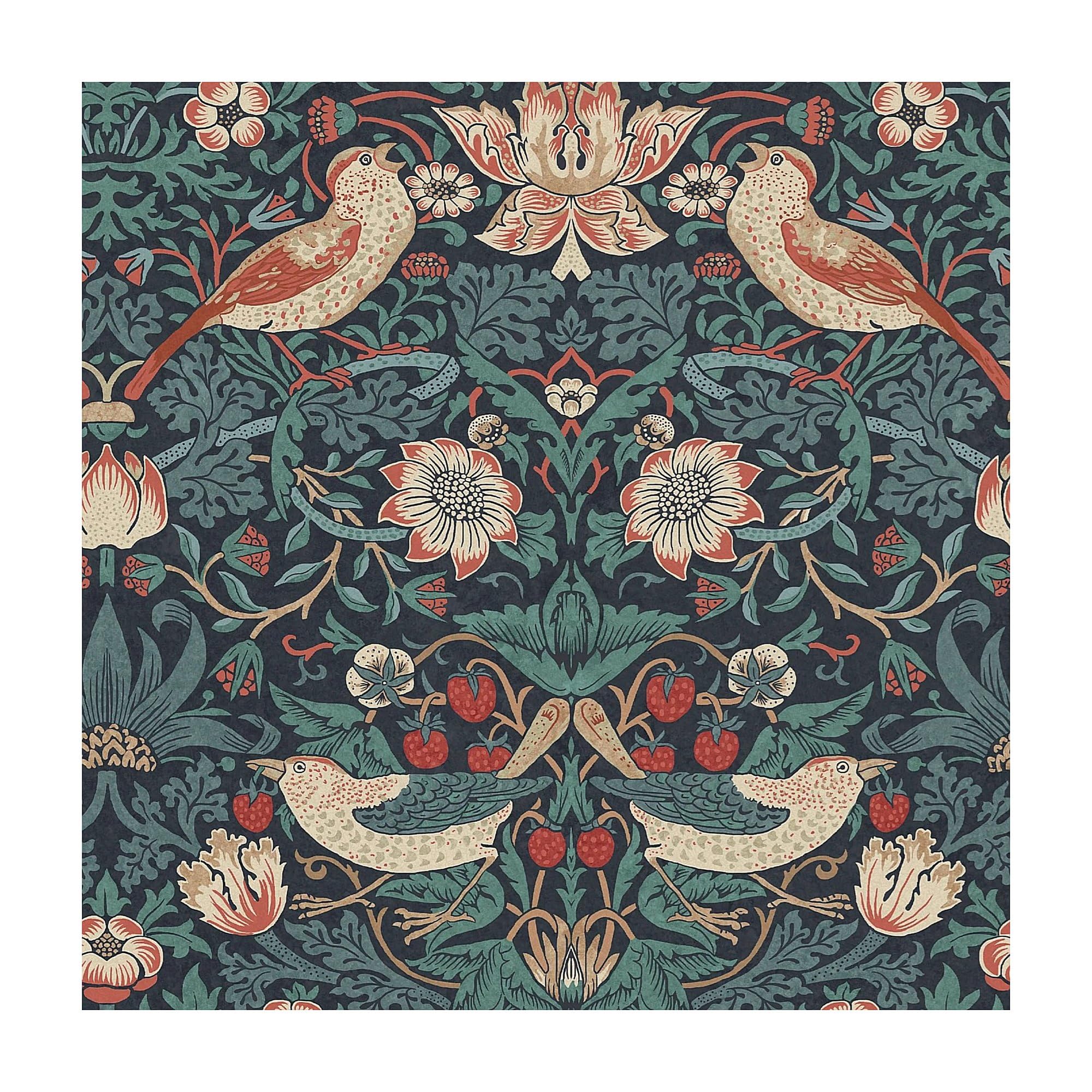 William Morris at Home Strawberry Thief Deep Blue Wallpaper | Paste the Wall | Blue Bird | Eco-Friendly