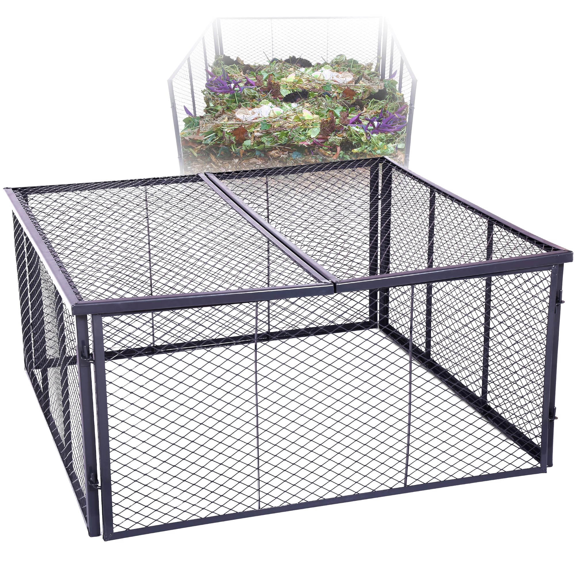 Novatool Kompostownik ogrodowy, metalowy, 100 x 100 x 100 cm + pokrywa lub dno, z rozszerzalnym systemem wtykowym, malowany proszkowo metalowy kompostownik o pojemności 1000 litrów, kompostownik