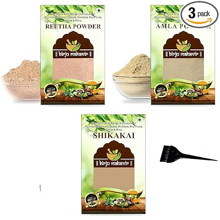 BrijBooti Reetha Amla Shikakai Powder for Hairs Reetha 150 Gm - Shikakai 150 Gm, Amla 100 Gm