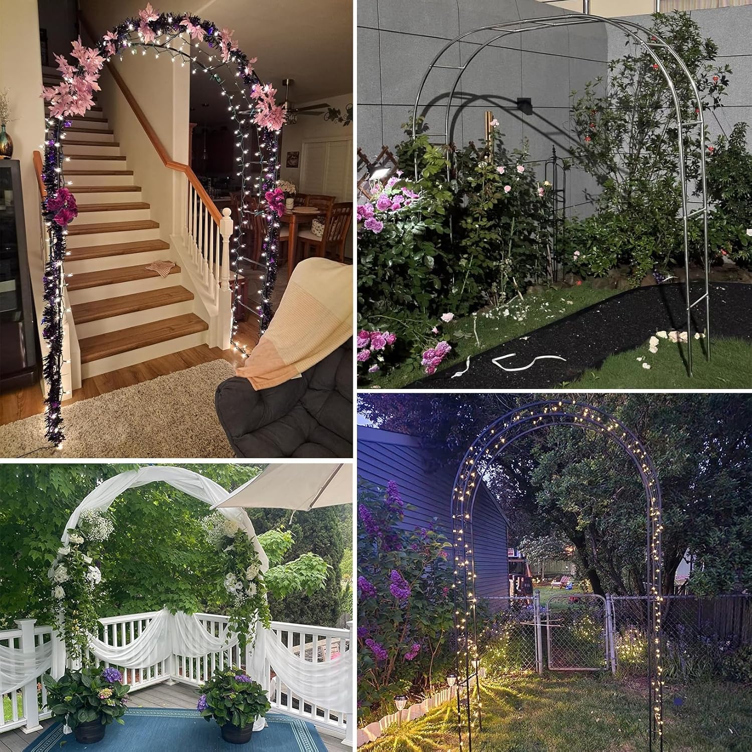 Heavy Duty Stainless Steel Garden Arbor Trellis Arch for Climbing Plants, Pergola Archway Support for Weddings, Lawn & Patio Decorations (3.5 * 2.4m / 11 * 7.9ft)