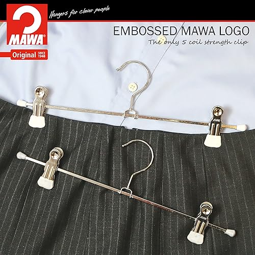 Miniatura 2 de Mawa by Reston Lloyd - Percha antideslizante para pantalones y faldas con dos clips antideslizantes, estilo K30D, 12 pulgadas, juego de 10, color