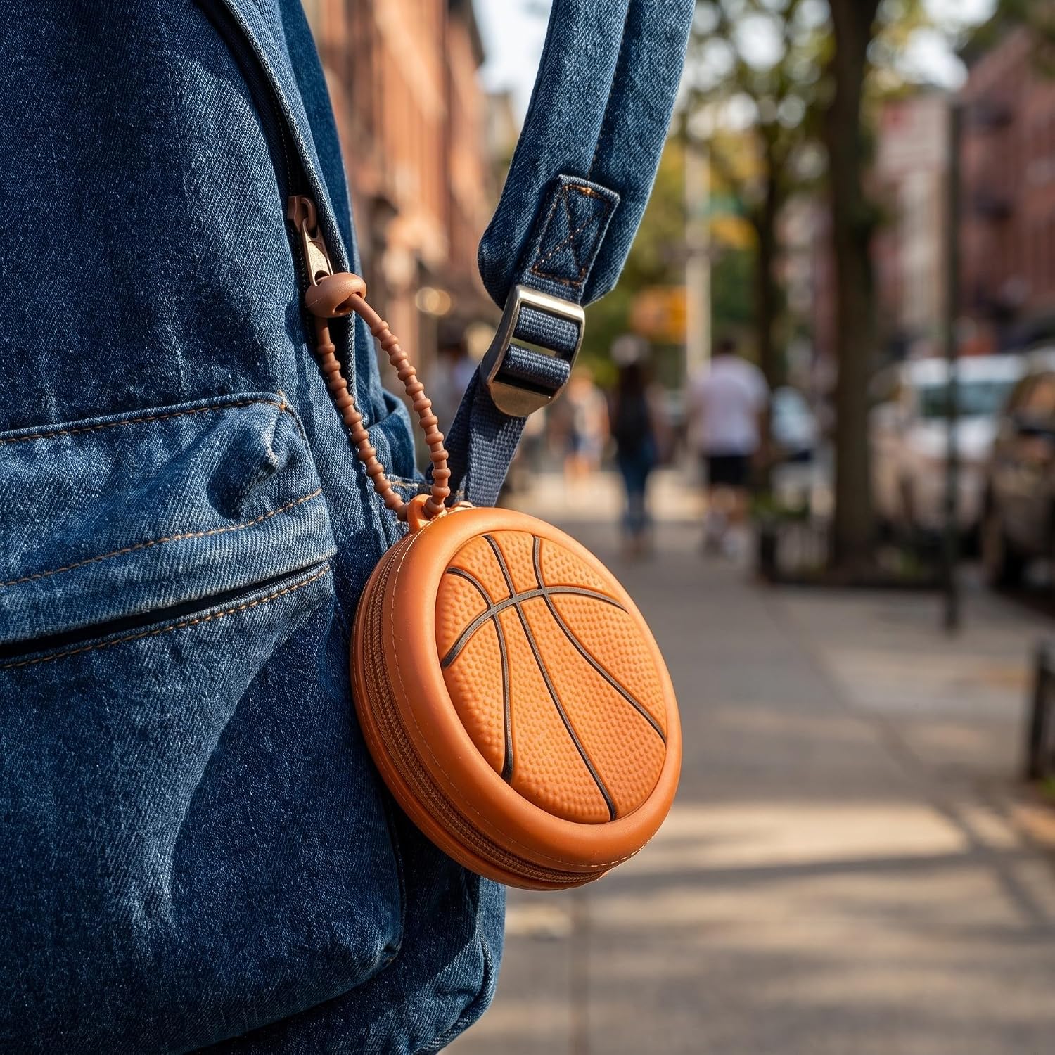Silicone Basketball Coin Pouch with Zipper and Hanging Loop