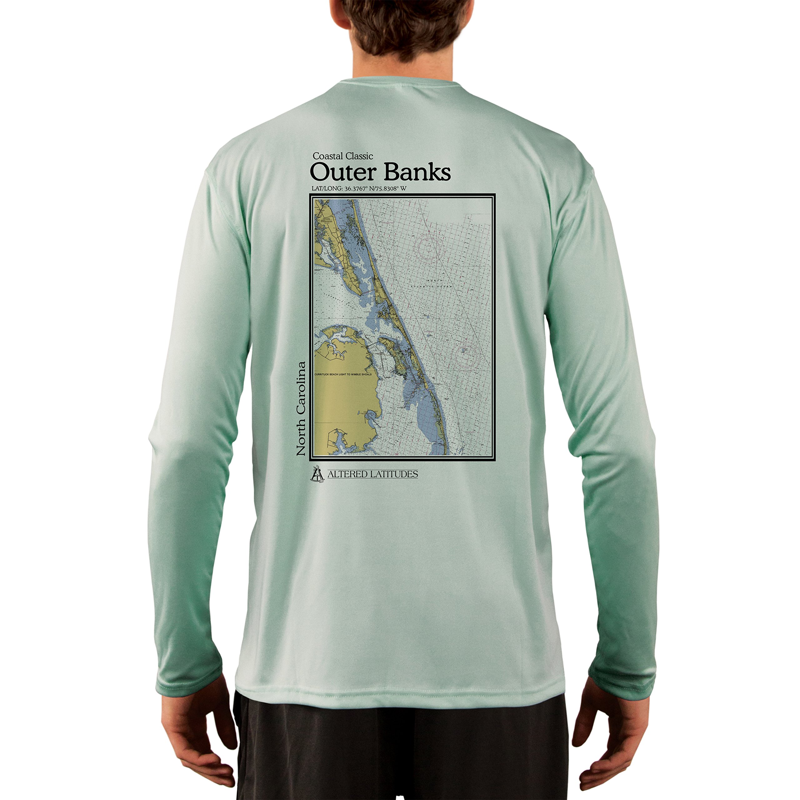 Coastal Classics Outer Banks Nautical Chart Men's UPF 50+ Sun Protection Long Sleeve T-Shirt