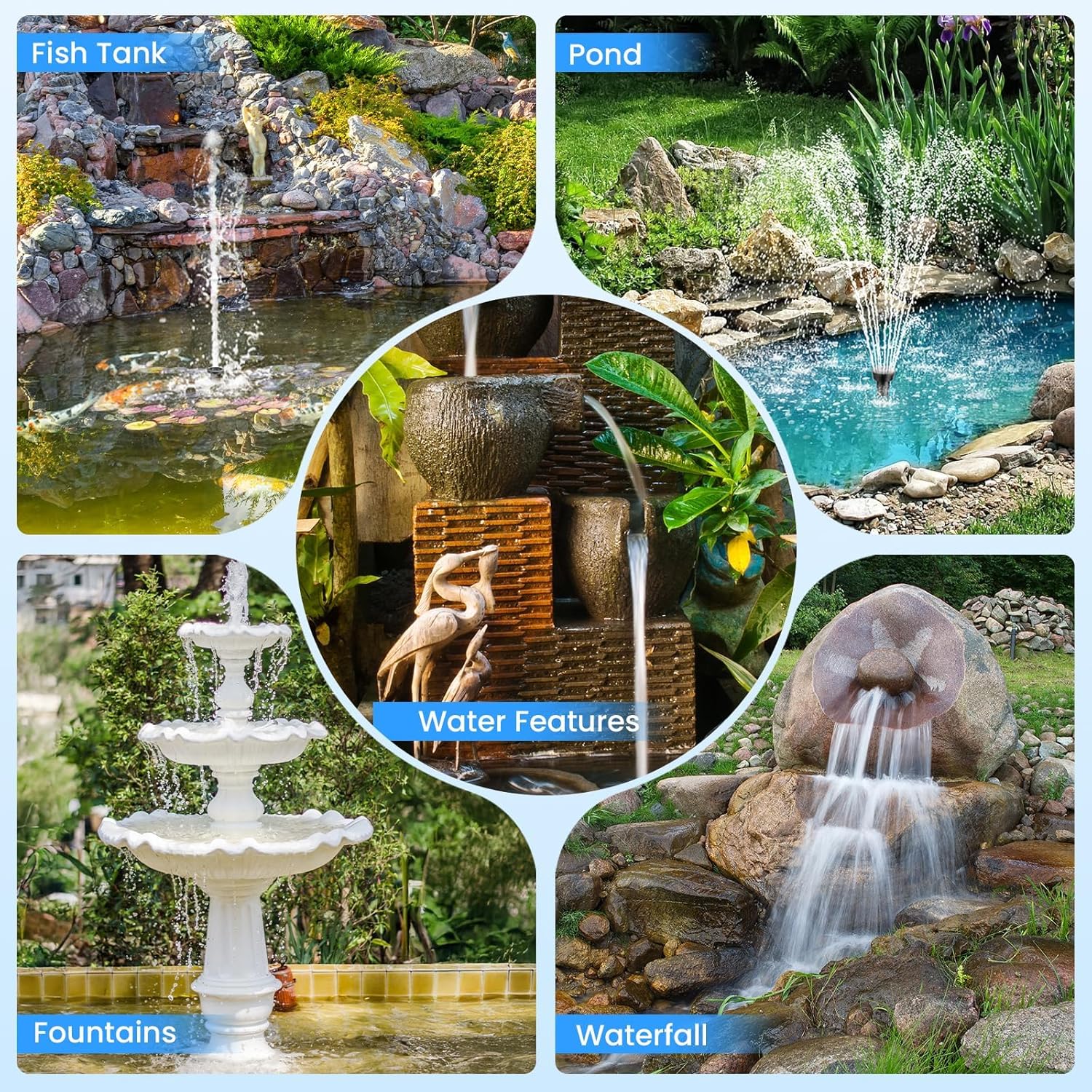 POPOSOAP 40W Solar Fountain Pump with Pond Filter, Solar Pond Filter with 480GPH Adjustable Flow, Pond Filters for Outdoor Ponds Pool Waterfall Koi Pond Water Features