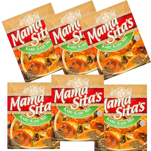 Mama Sita's Especias mixtas, adobos, salsas y condimentos, 6 paquetes (mezcla de salsa de maní Kare-Kare)