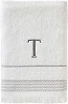 SKL Home Ensemble de serviette à main à monogramme occasionnel, M, 16x26, blanc 2 Nombre