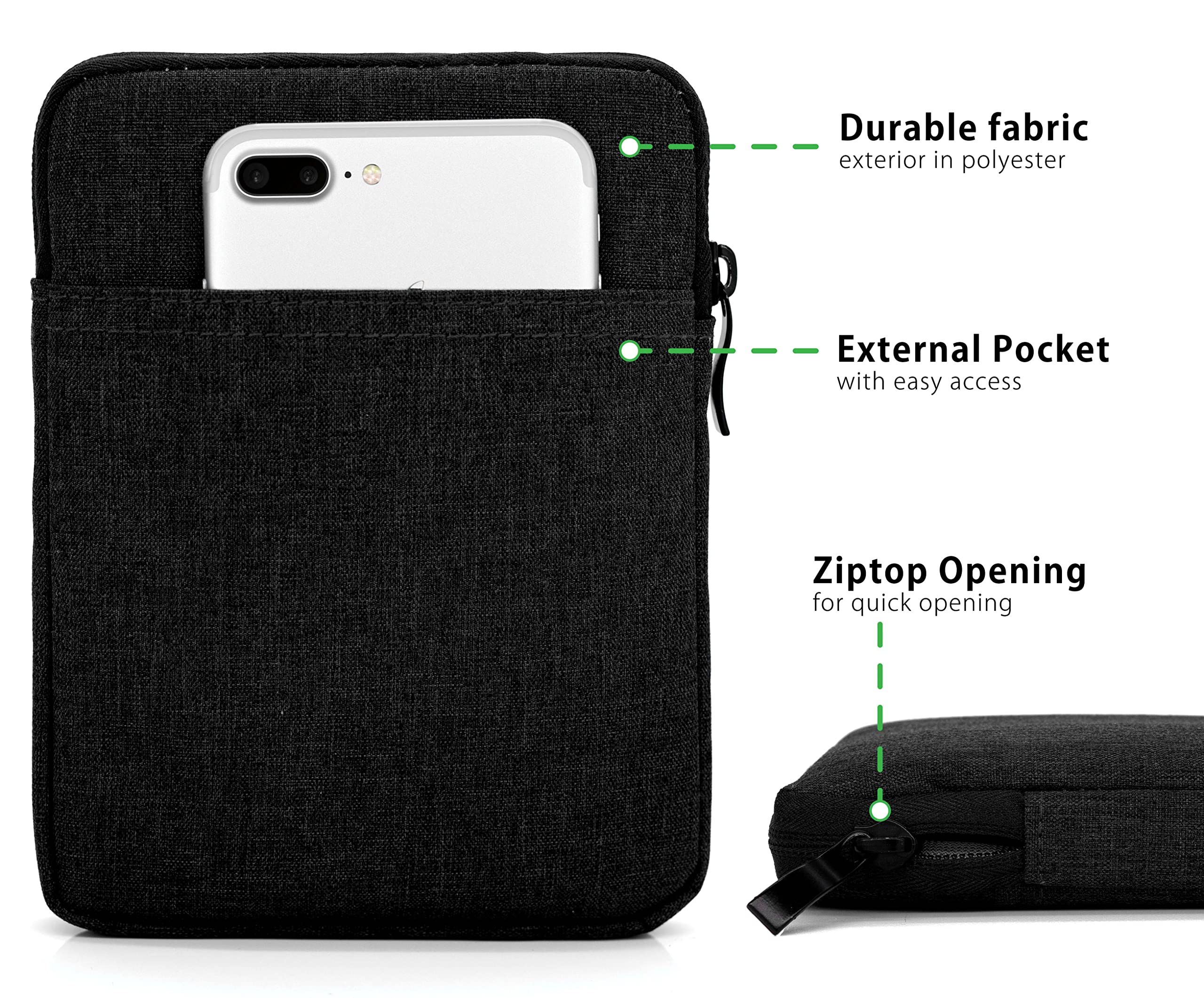 MyGadget Borsa Nylon per Tablet fino a 11 Pollici - Custodia Protettiva per 26 x 19,5 cm - es. iPad, Samsung Galaxy Tab S7 A7 - Sleeve in Nero