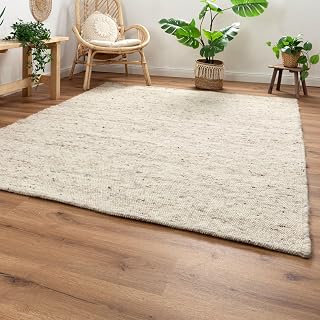 Steffensmeier Handwebteppich Korinth | Gesunder Wollteppich | Beste Schurwolle | Natur Dunkel, handgewebt, Größe: 200x240 cm