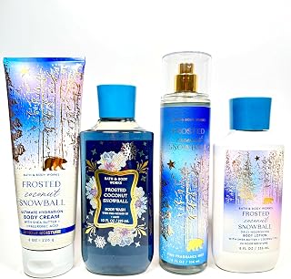 Frosted Coconut Snowball – Deluxe Gift Set Frosted Coconut Ball | Body Mist, Body Cream, Body Lotion & Body Gel With Beautiful Gift Bag & Ribbon