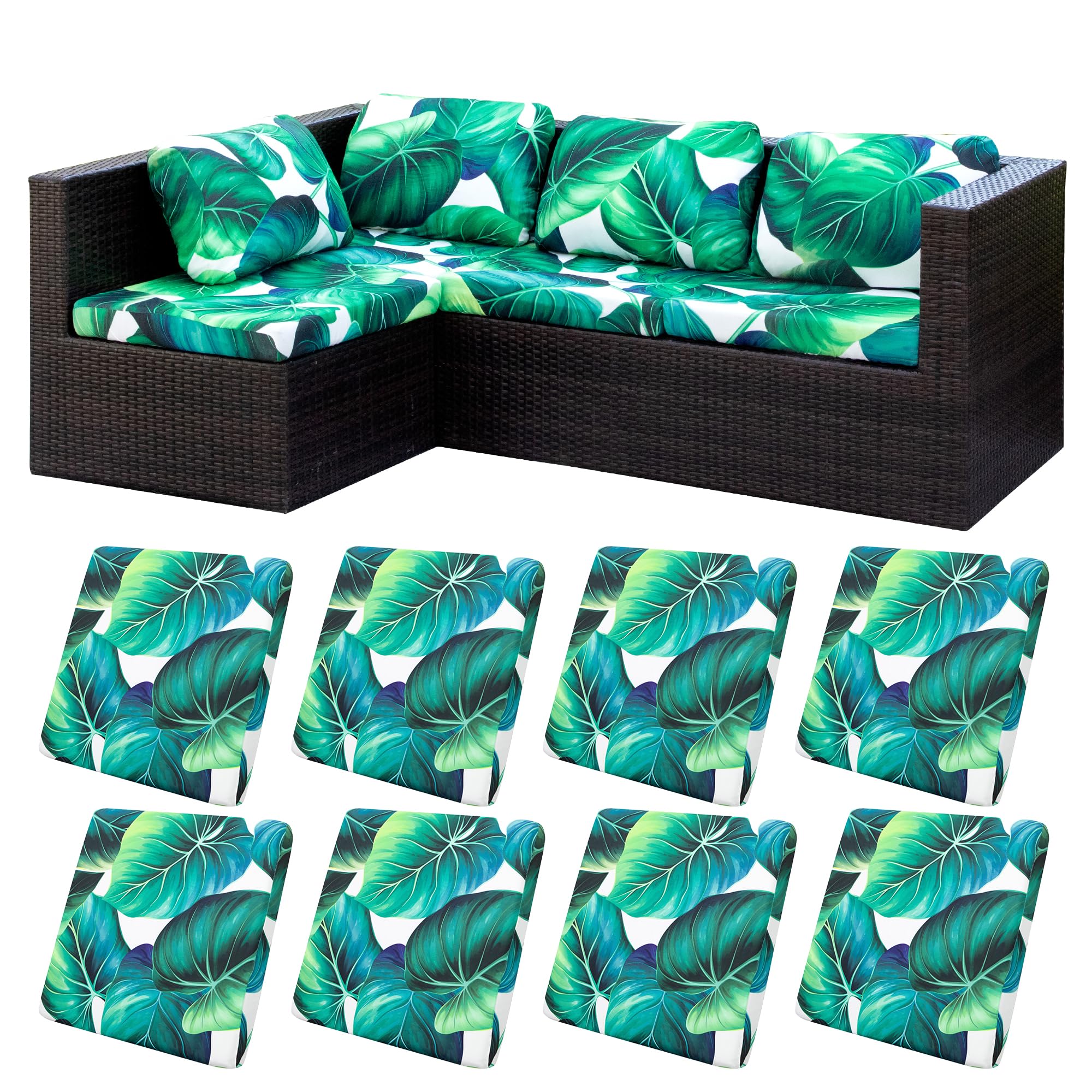 8 Pcs Outdoor Cushion Covers, Patio Sofa Cushion Covers Replacement
