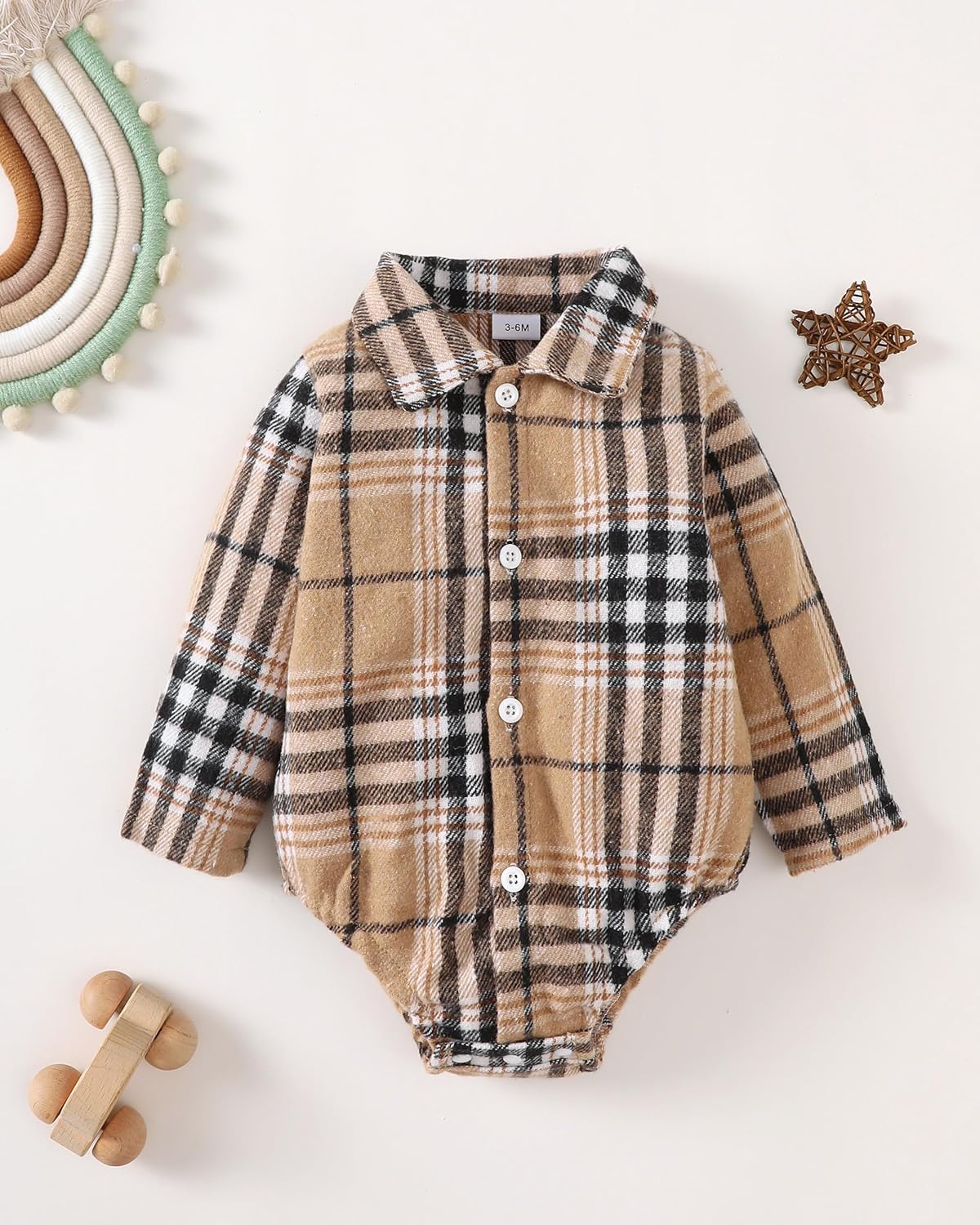 Renotemy Baby Boy Clothes Flannel Plaid Bodysuit+Corduroy Overalls+Beret Hat 3Pcs Fall Winter Outfits for 3-24 Months Boys - Image 5