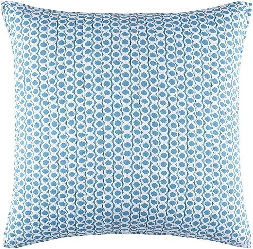 Miniatura 4 de Tyler - Funda de almohada acolchada azul francés, tamaño europeo, patrón gráfico azul