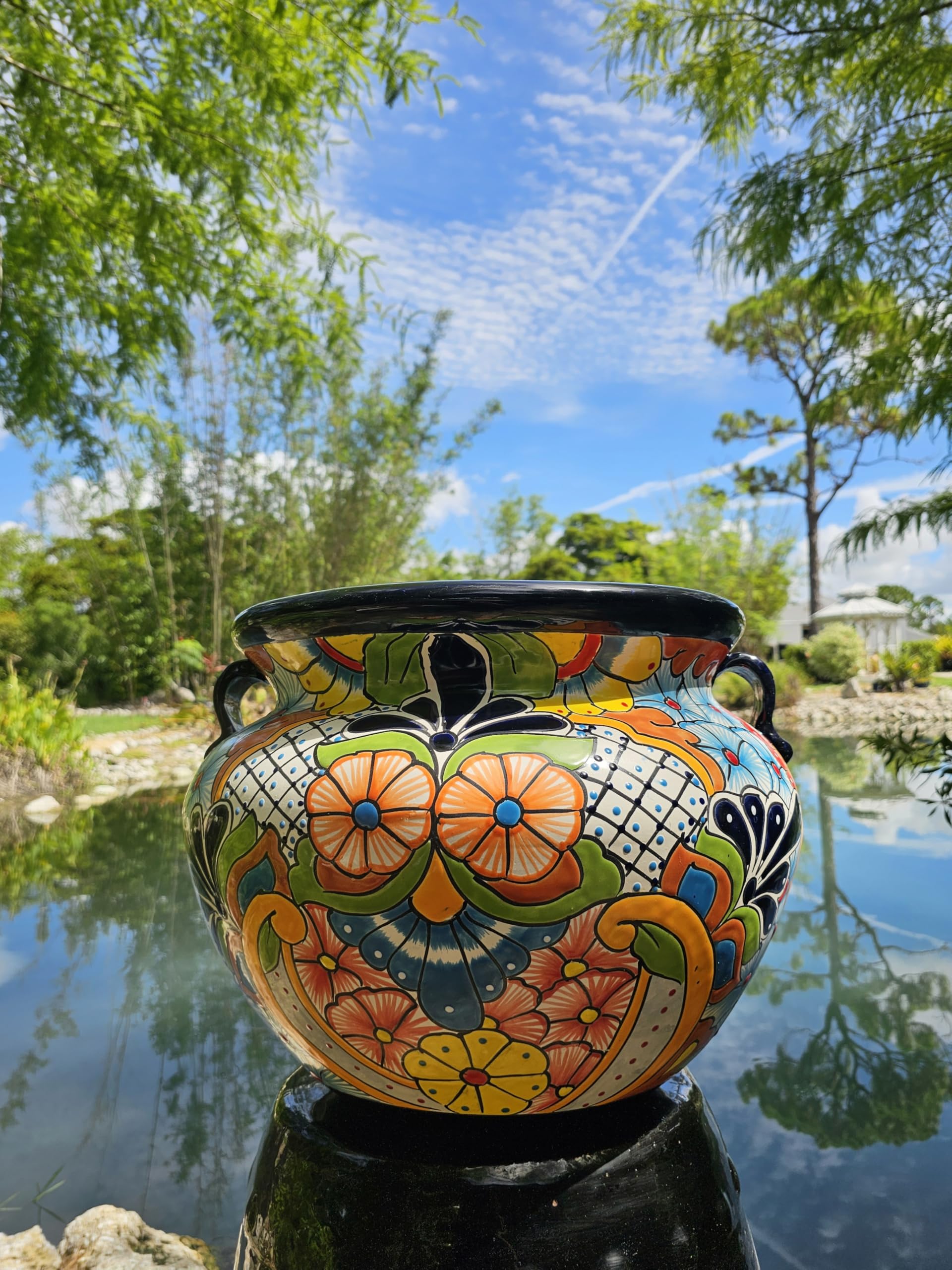 Amazon.com : Talavera Pottery Store Michoacana Planter Large Hand Painted  Pot Indoor Outdoor Multi Colored Glazed Puebla : Patio, Lawn & Garden
