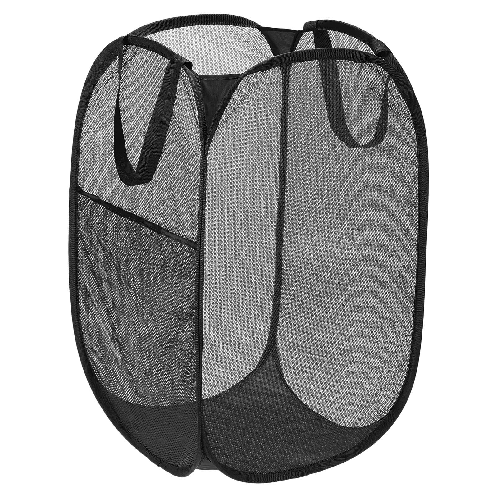 PATIKIL Mesh Laundry Hamper, Collapsible Laundry Baskets Bag with Handles for Laundry Room, Travel, Black