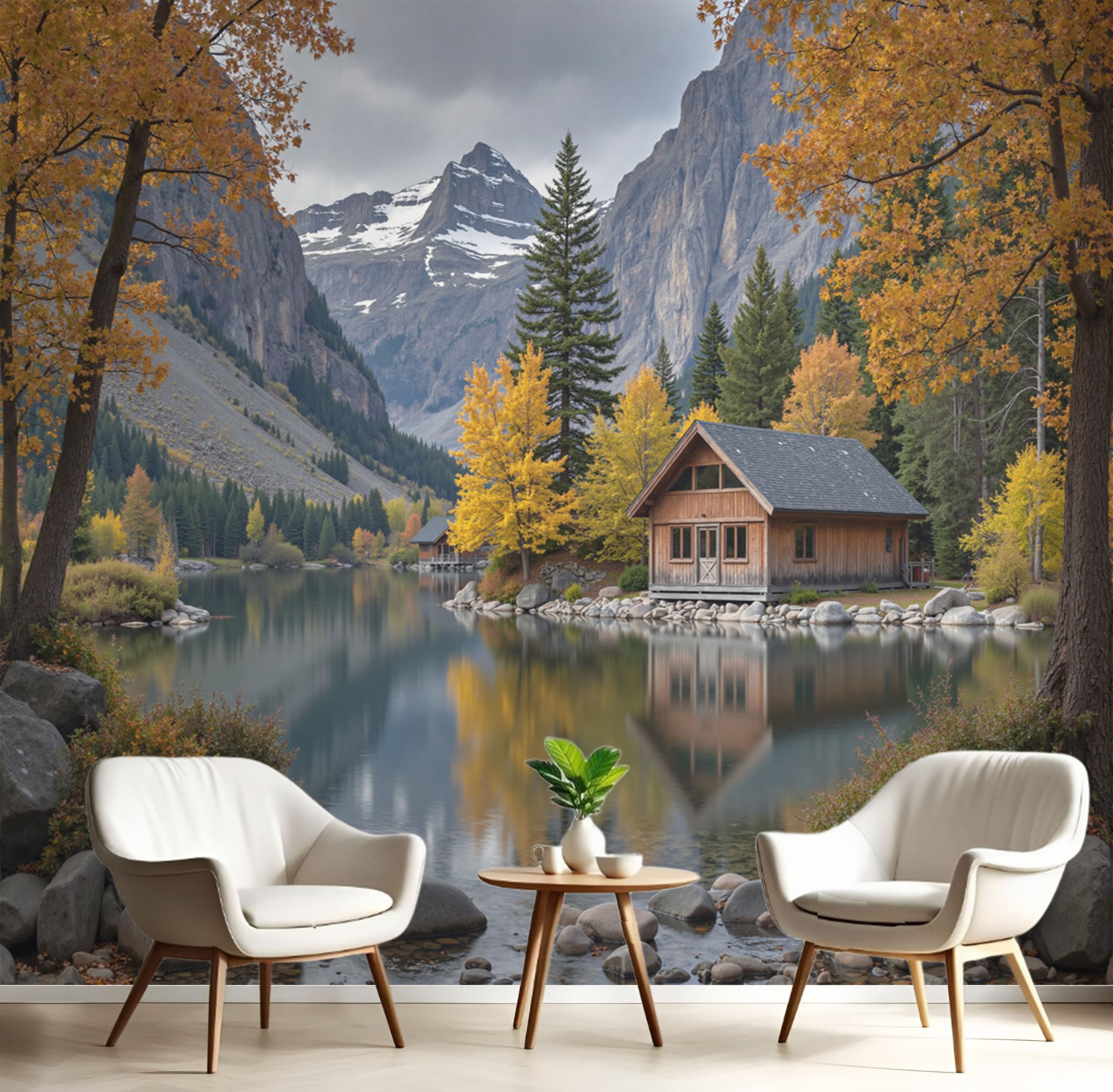 Papier Peint Panoramique 3D Paysage Moderne de Montagne Décoration Murale Haut de Gamme