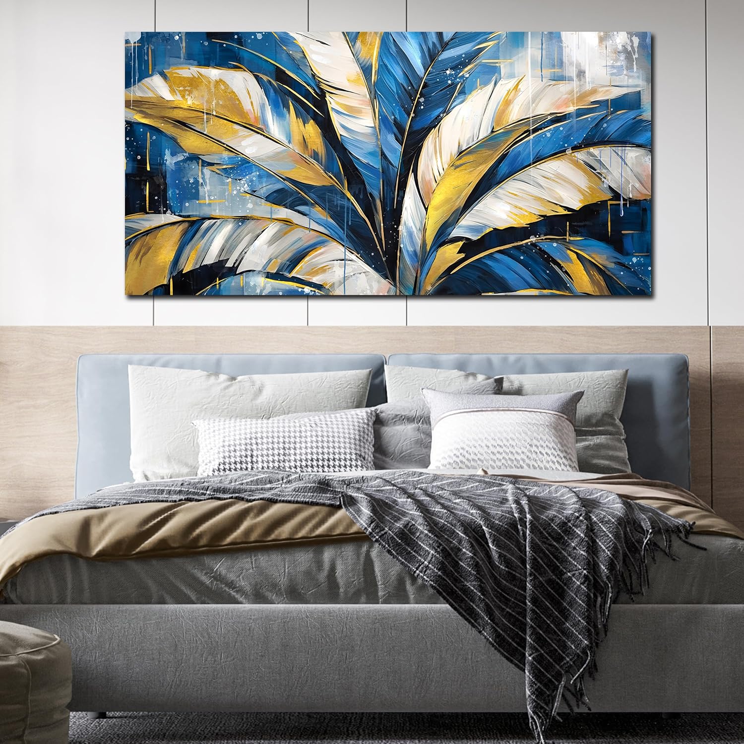 SIXTTART Modern Art Wall Decor - Plant Poster Wall Art for Bedroom - Blue Wall Art for Living Room Ready to Hang Size 30" x 60" 4 SIXTTART Modern Art Wall Decor - Plant Poster Wall Art for Bedroom - Blue Wall Art for Living Room Ready to Hang Size 30" x 60"